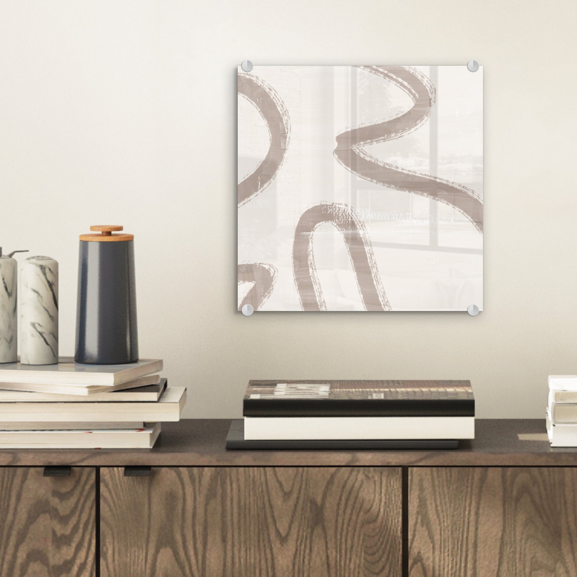 MuchoWow Acrylglasbild Moderne Kunst - Beige günstig online kaufen