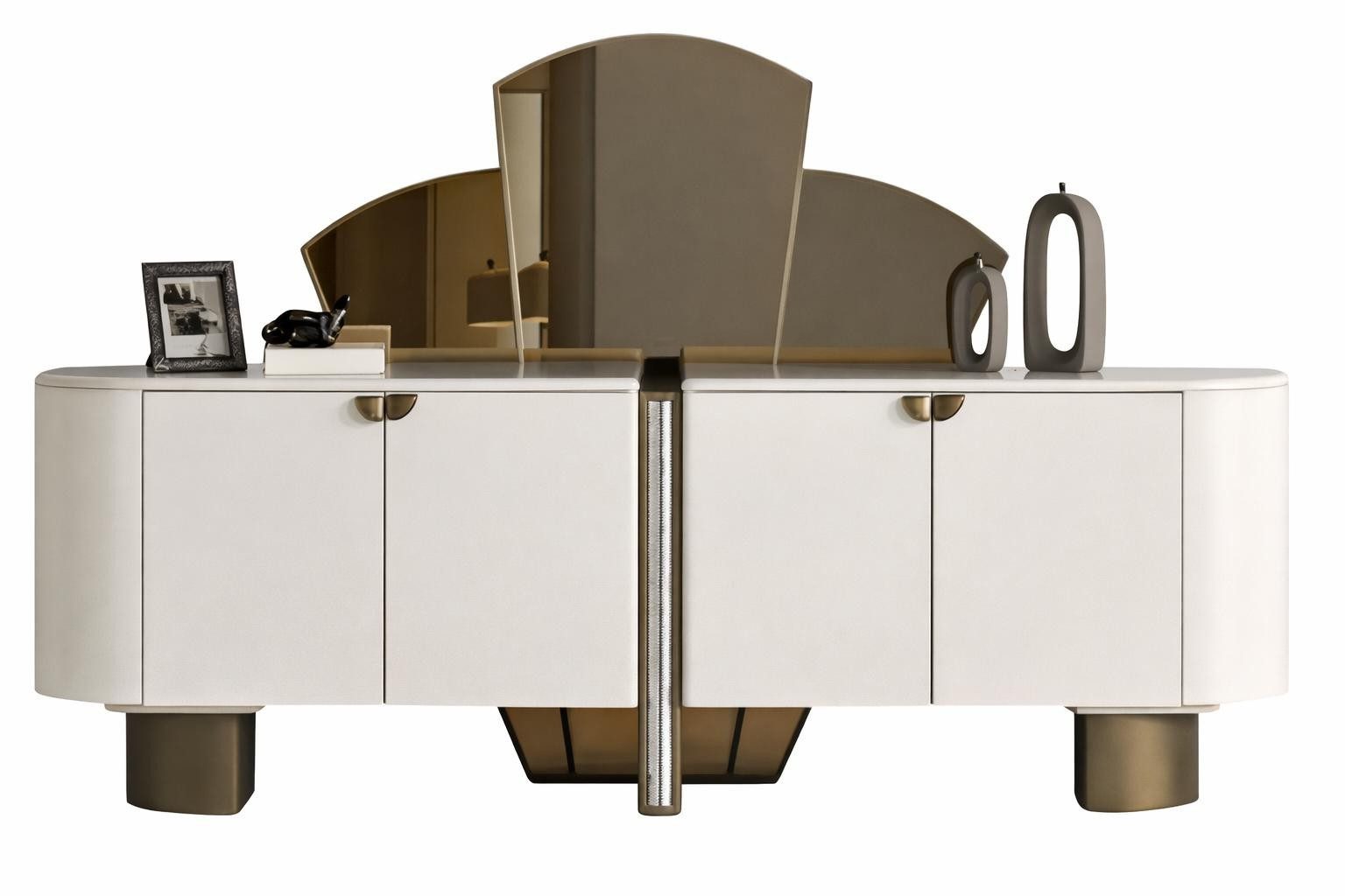 Xlmoebel Dekospiegel Geometrischer Deco Spiegel mit elegantem Messingrahmen, Made in Europa