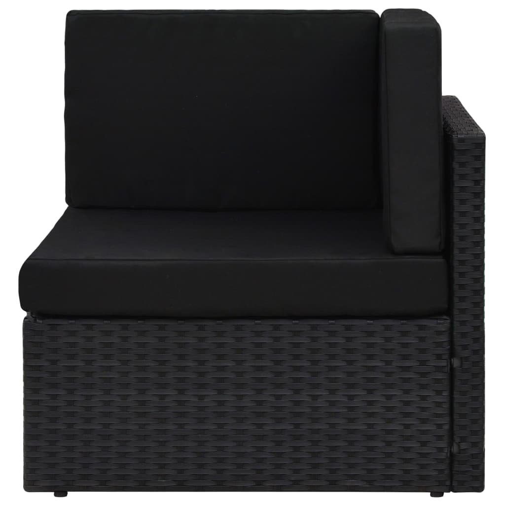 Gartenlounge-Set 7-tlg. (7-tlg) Schwarz, vidaXL Poly Garten-Lounge-Set Rattan