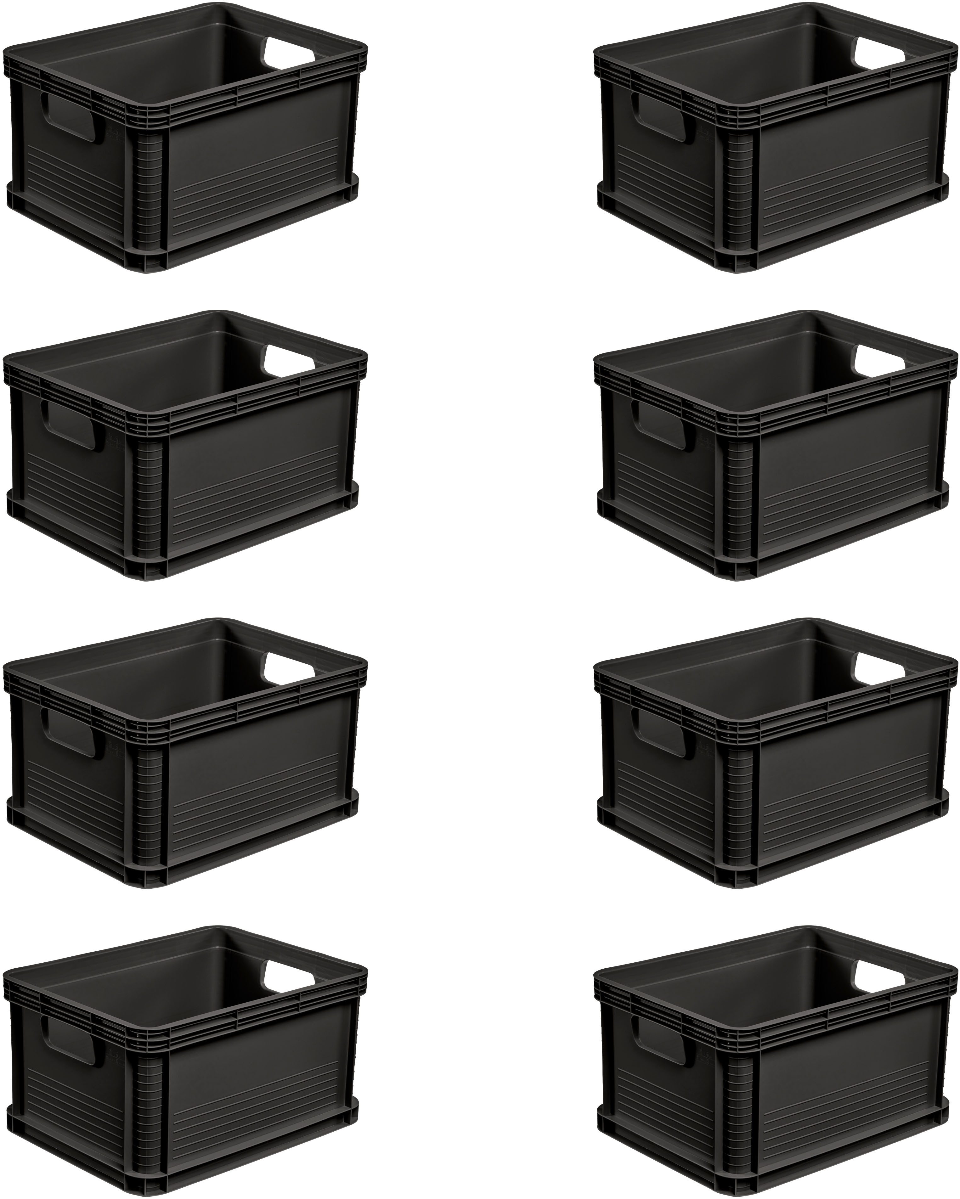 keeeper Transportbehälter Transportbox robert, 8er Set, 20 L, 40 x 30 x 22 cm, (Set, 8-St), säure- und laugenbeständig, 30 kg Tragkraft