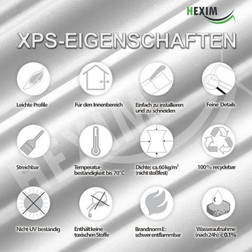 HEXIMO Eckprofil HLED 4 (LED Stuckleisten klassisch, XPS Styropor indirekte Beleuchtung Wand & Decke Sockelleisten Lichtvoutenprofil (Muster HLED 4)