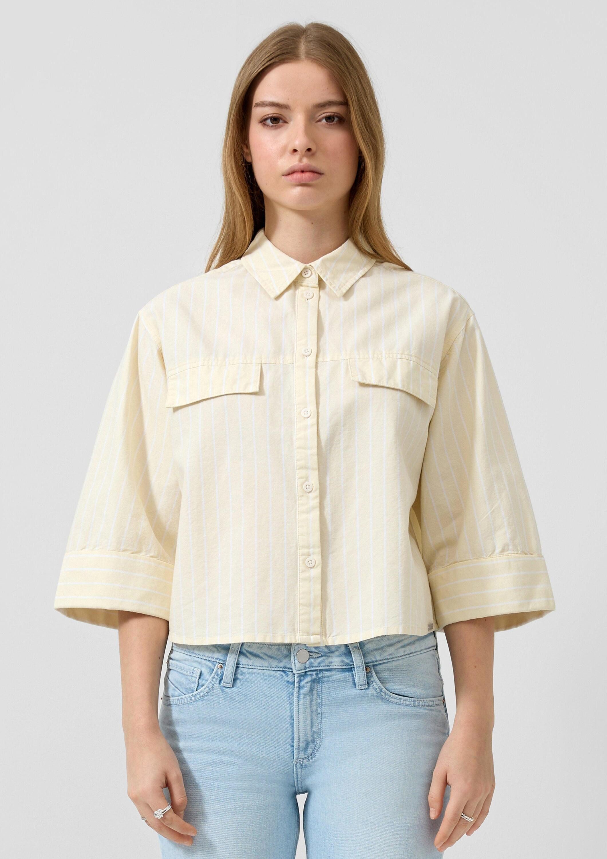 QS Kurzarmbluse Bluse Streifenbluse