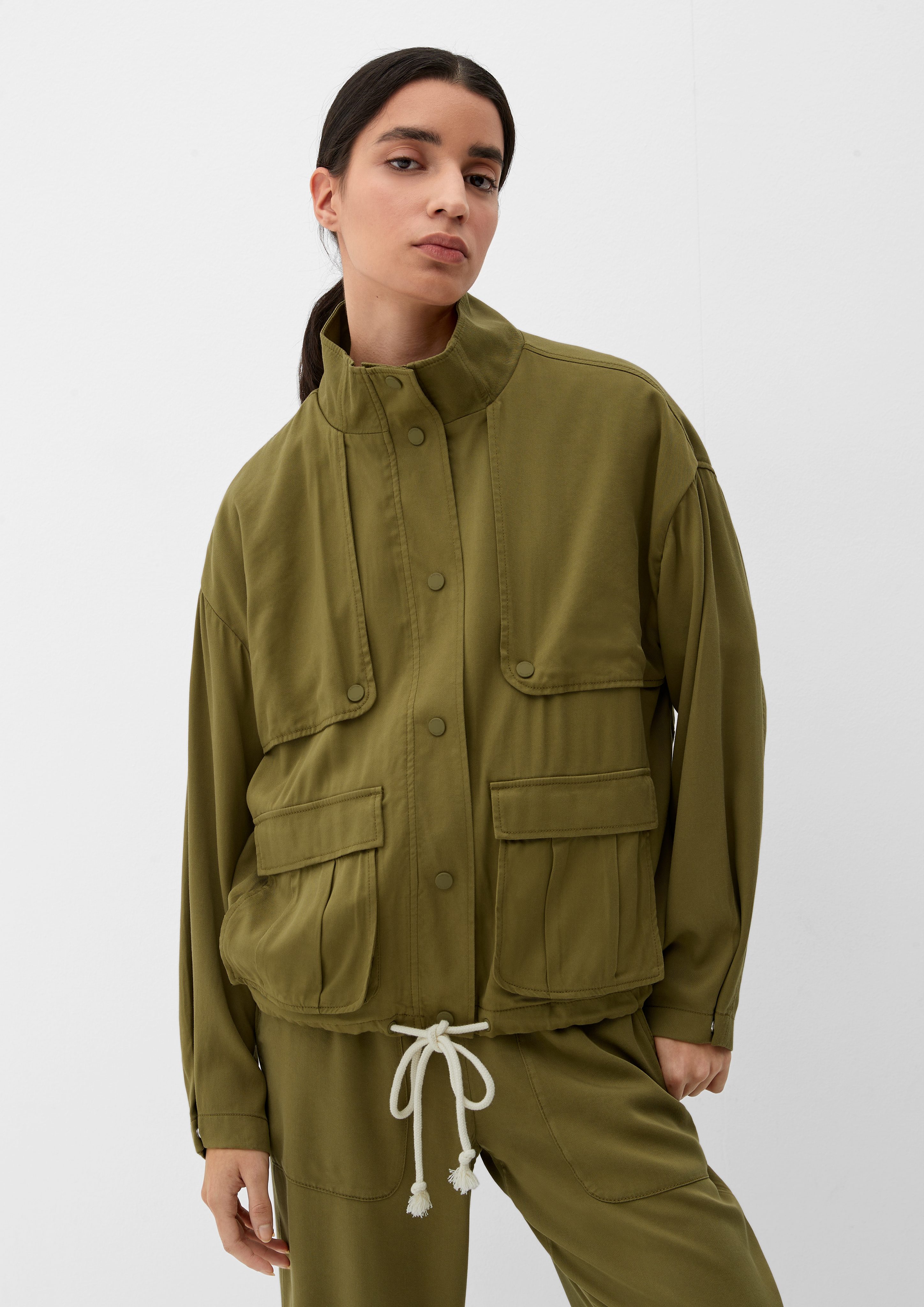Lyocellmix Garment Dye Funktionsjacke Jacke s.Oliver aus olivgrün