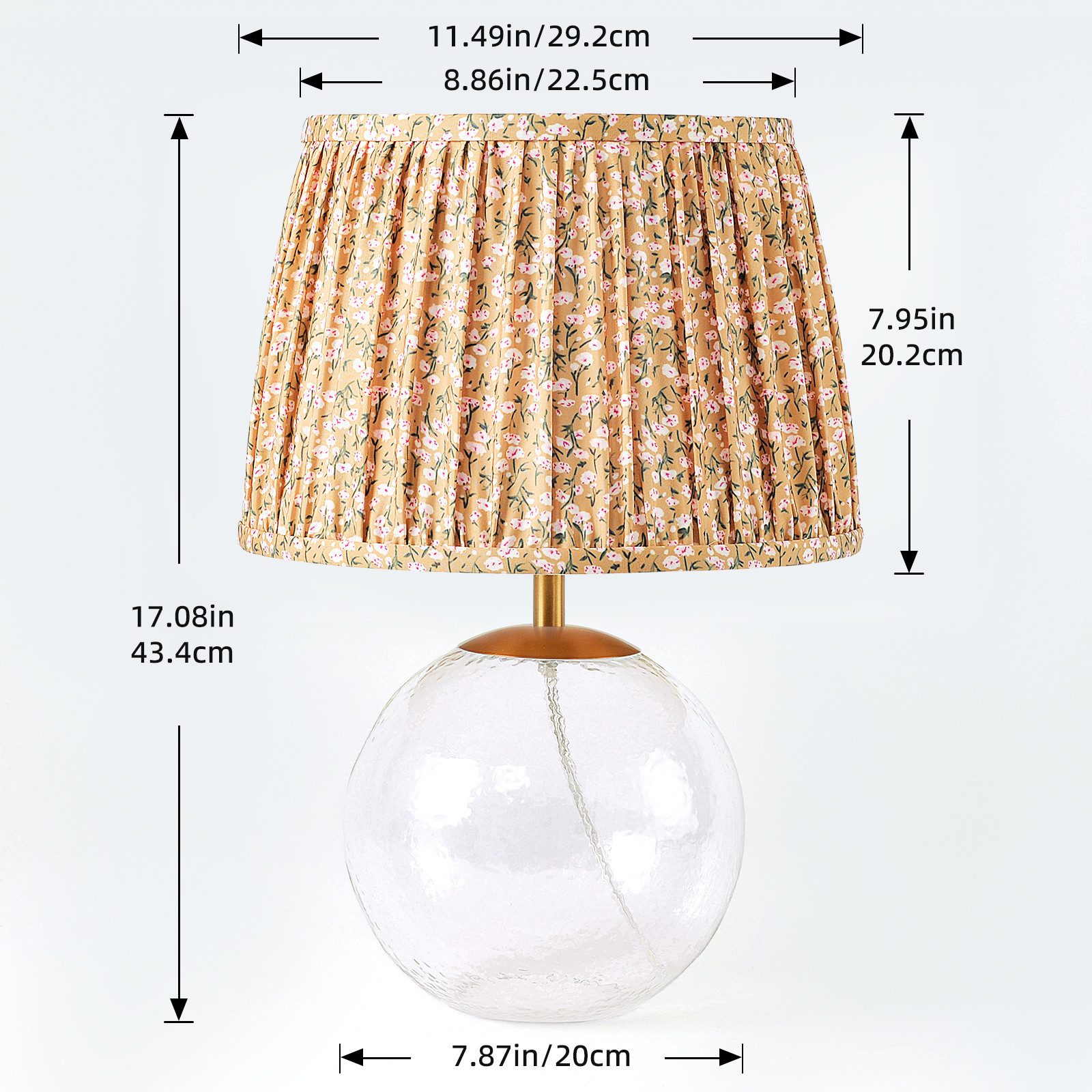 STANBOW Nachttischlampe Gelbe Retro-Blumen-Tischlampe aus gehämmertem Glas, ohne Leuchtmittel, E27 – Bild 4 von 5