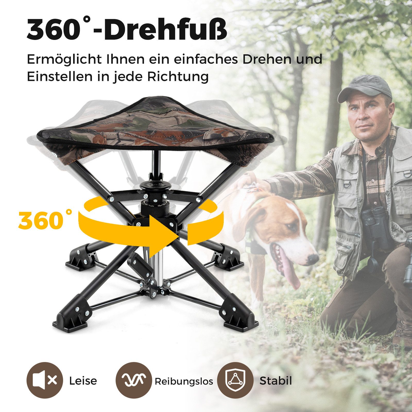 COSTWAY Campingstuhl, 360° drehbarer Jagdstuhl, bis günstig online kaufen