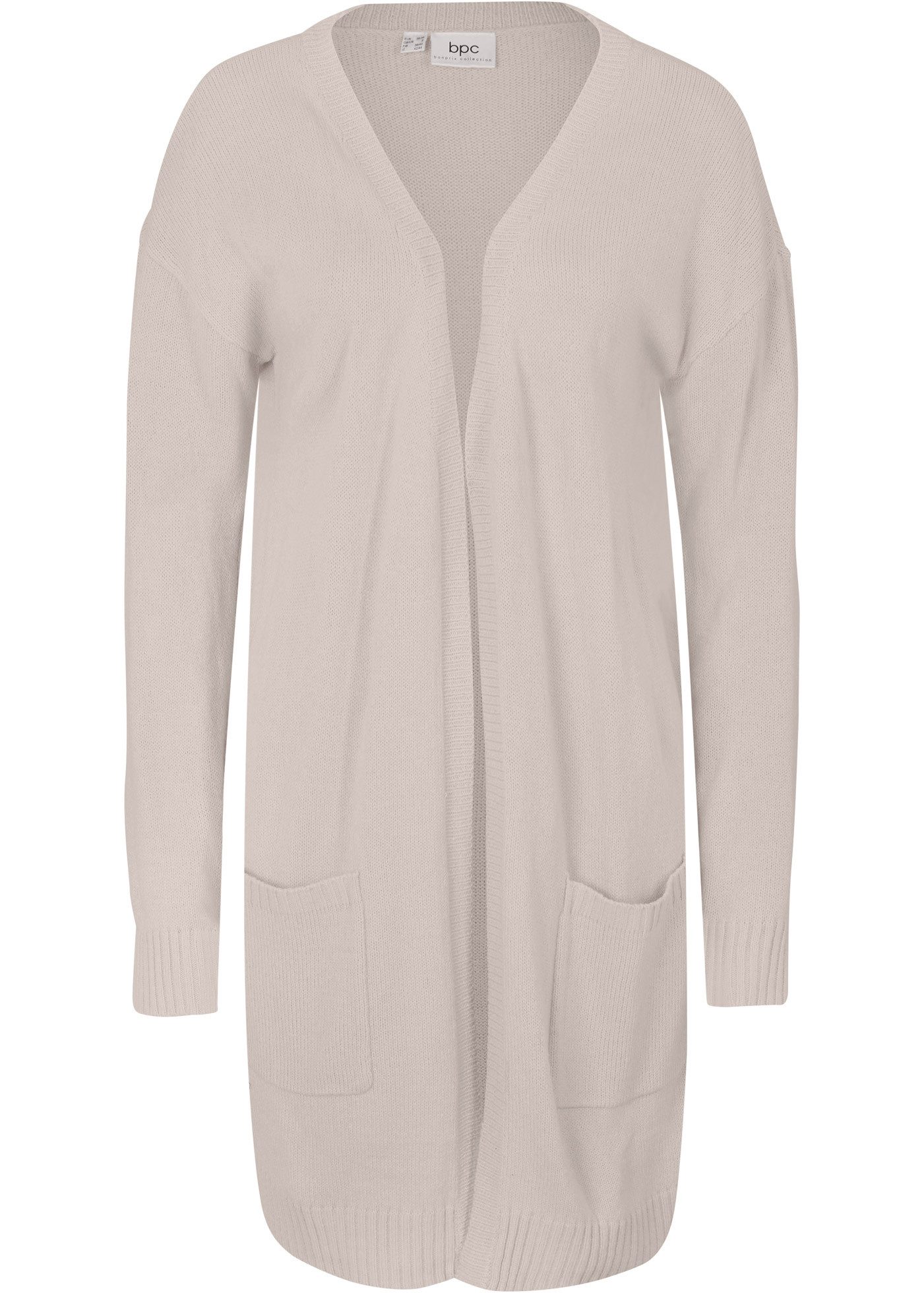 bonprix Longstrickjacke offene Form ohne Verschluss und mit zwei aufgesetzt günstig online kaufen