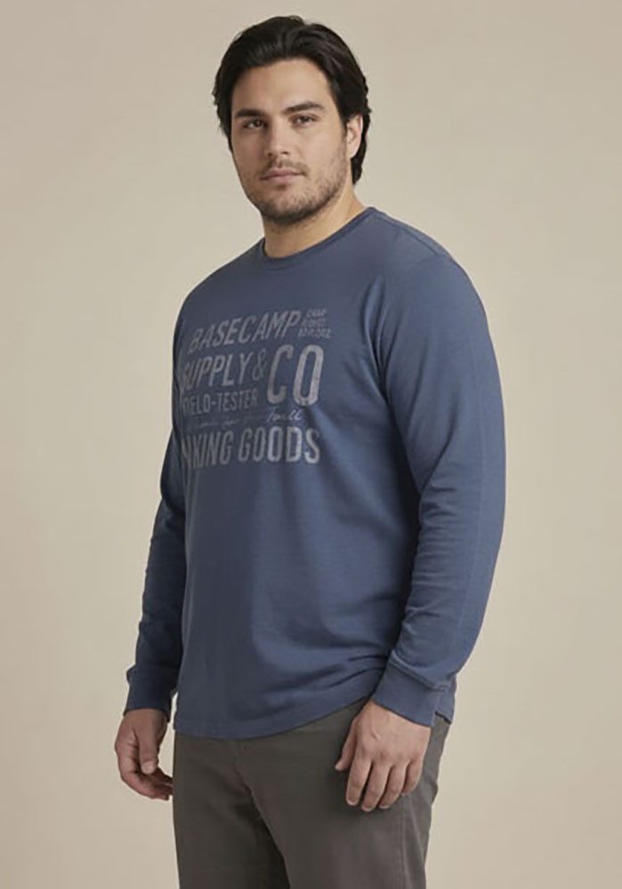 Man's World Plus Rundhalsshirt auch in Grosse Größen bis Gr. 7XL Regular Fit, Langarm, bedruckte Optik, für Casualmode