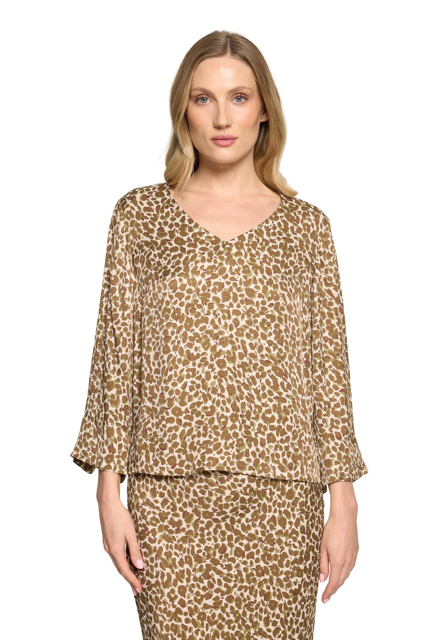 Schlupfbluse Damen mit Leoprint