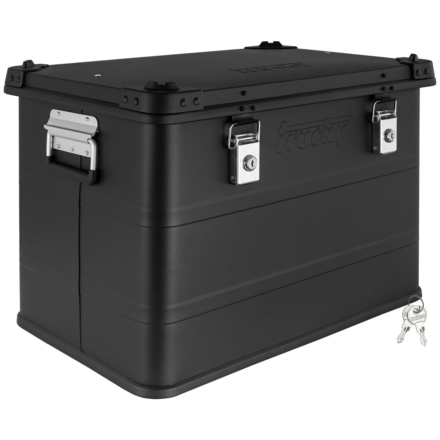 Trucky Allzweckkiste Auswahl 30-140 L Aluminium Box mit Deckel Kiste Transportbox Schwarz
