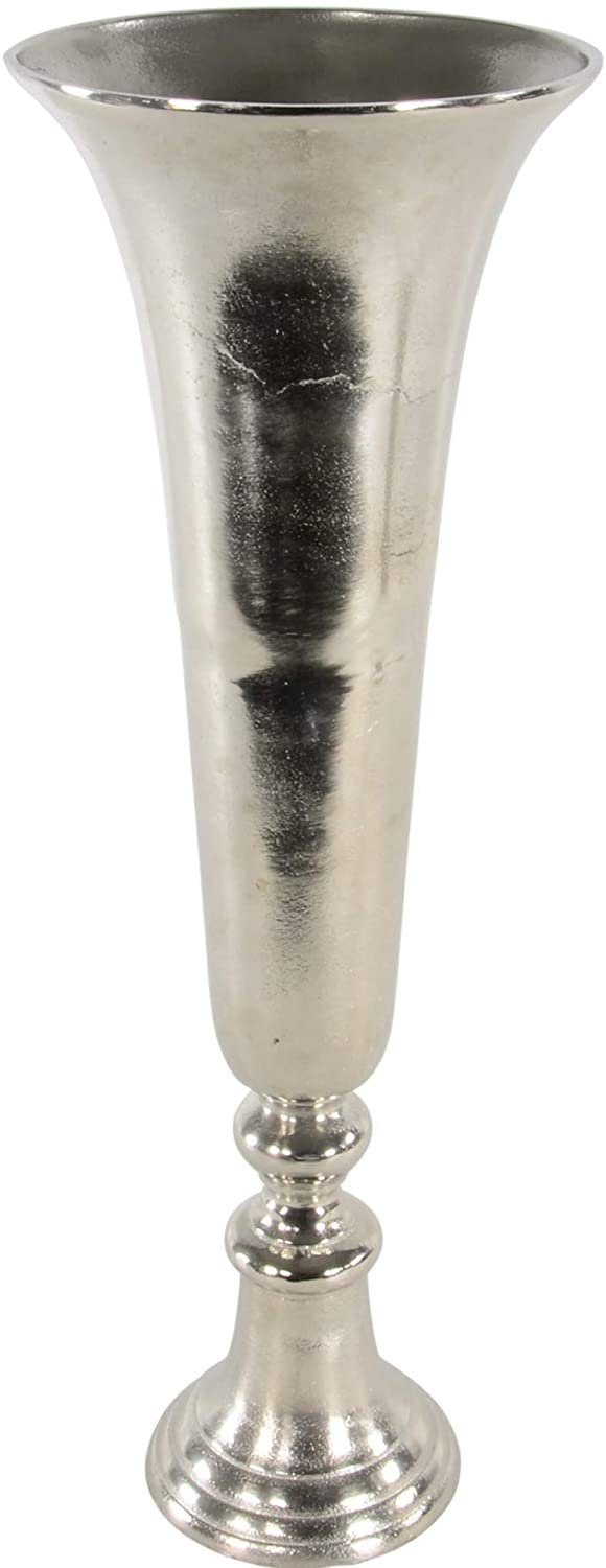 Aluminium Dekovase Brush Deko vernickelt 19x55 cm poliertes Living Silber Vase Lesli