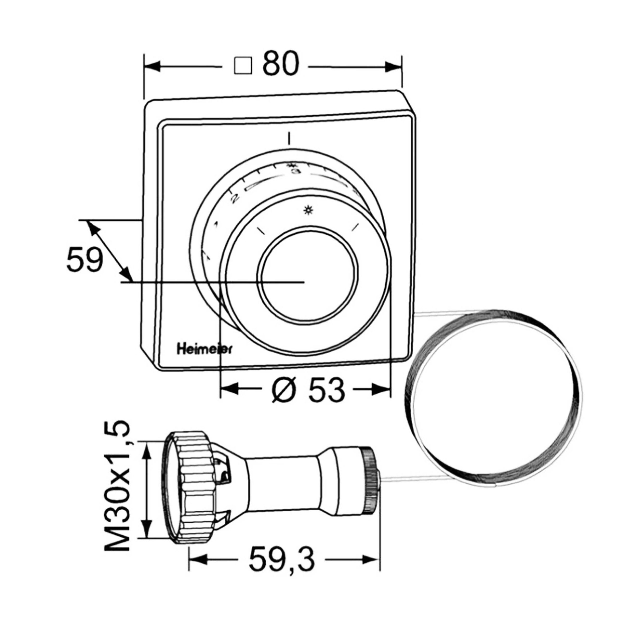IMI Heimeier Heizkörperthermostat HEIMEIER Thermostatkopf F 5m Ferneinsteller Kapillarrohr 5m 280500500, (1 St)