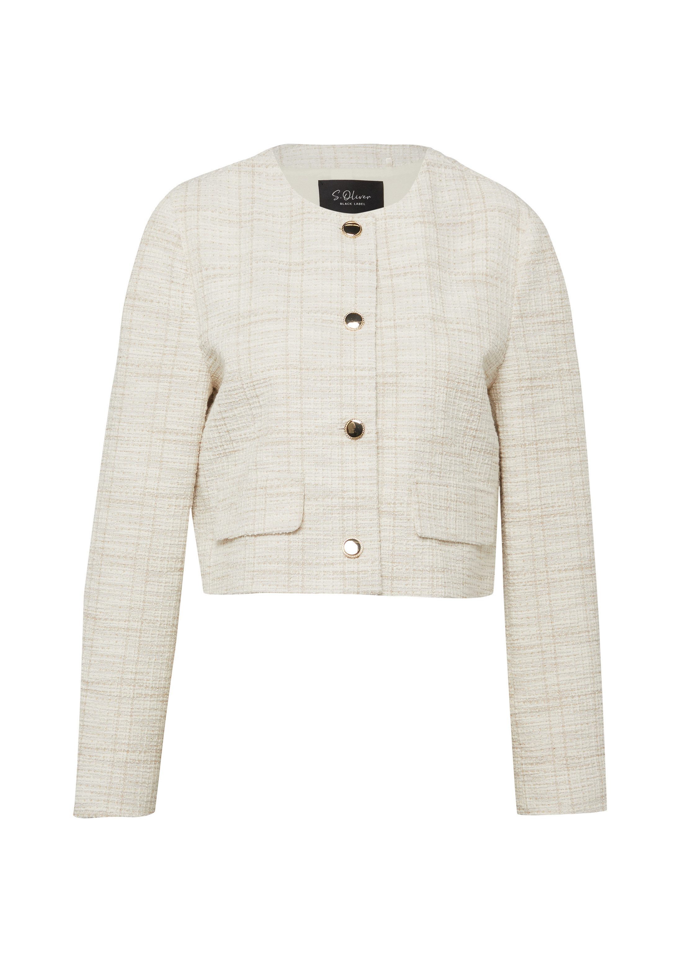 s.Oliver Funktionsjacke Indoor-Jacke Verkürzte Boucléjacke mit Glitzergarn