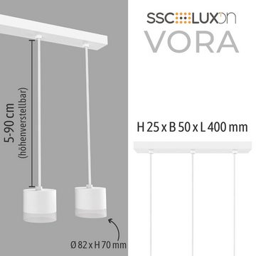 SSC-LUXon LED-Hängeleuchte VORA Pendelleuchte 3-flammig weiß mit Leuchtrand für 3x GX53