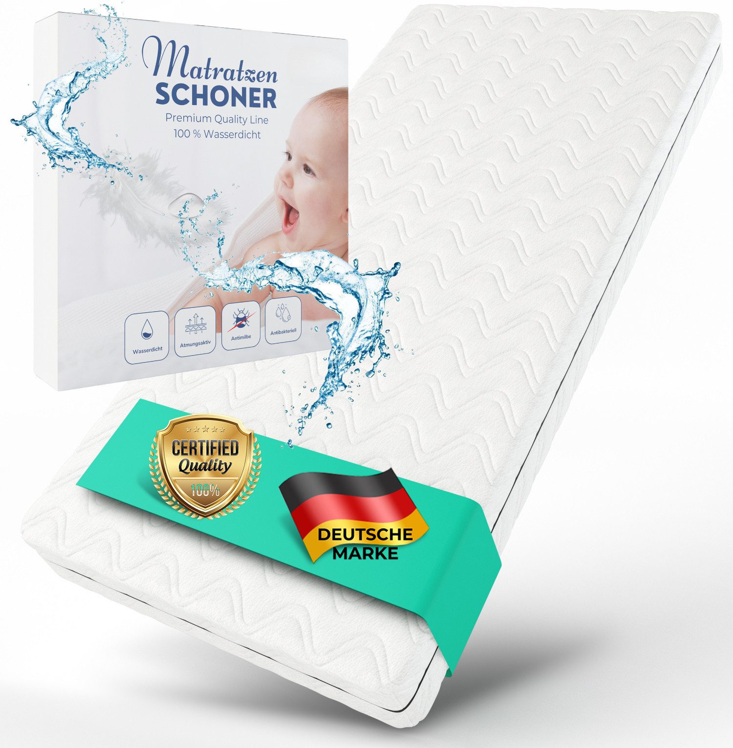 Kindermatratze COZY inkl. Matratzenschoner bis 30 cm Höhe, Alavya Home®, 10 cm hoch, (Set, 1X Wasserdicht matratzenschoner), mit waschbarem Bezug CertiPUR zertifizierter Härtegrad H2 Matratze