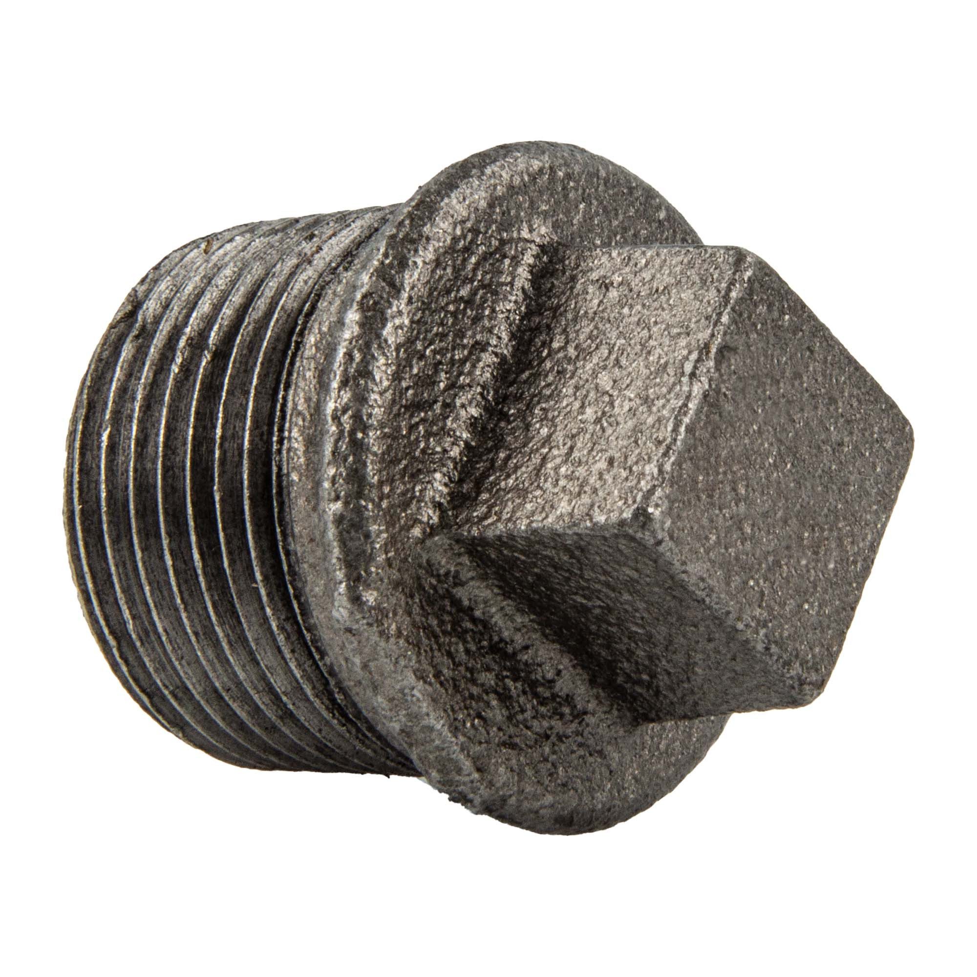 GEBO Gewindefitting Temperguss-Gewindefitting schwarz Stopfen, 1/2 Zoll