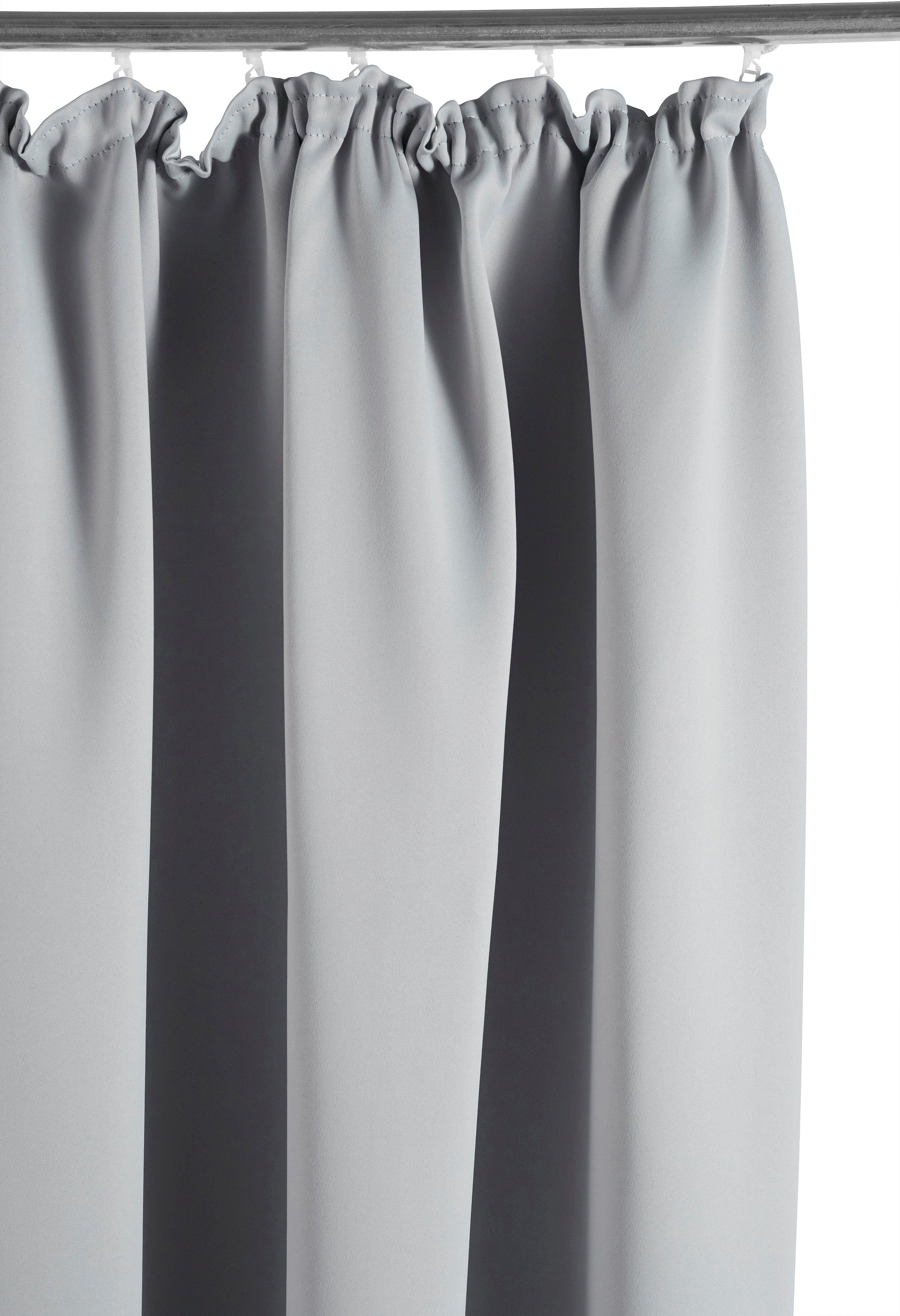 OTTO home Verdunkelungsvorhang Solana, Gardinen mit Kräuselband, Vorhänge, Wohnzimmer, modern, (2 St), Kräuselband, verdunkelnd, 2er-Set Verdunklungsvorhang mit Thermofunktion, Bestseller, einfarbig