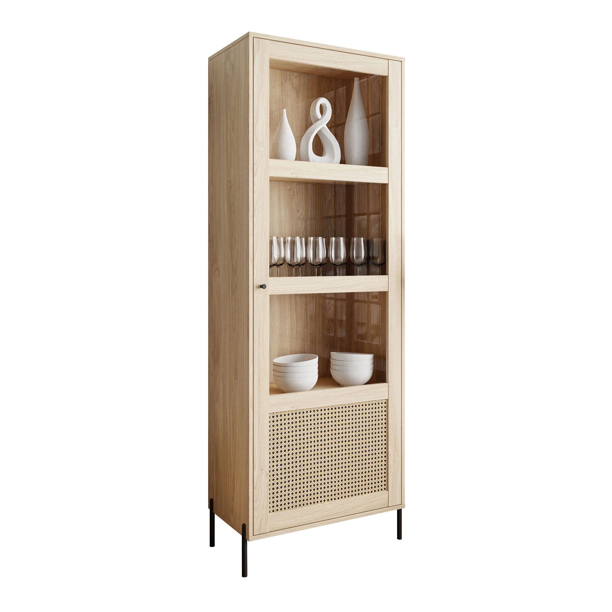 Lookway Standvitrine VIENNA 1D mit Wiener Geflechtimitation 72x200/207x40 cm – Bild 5 von 5