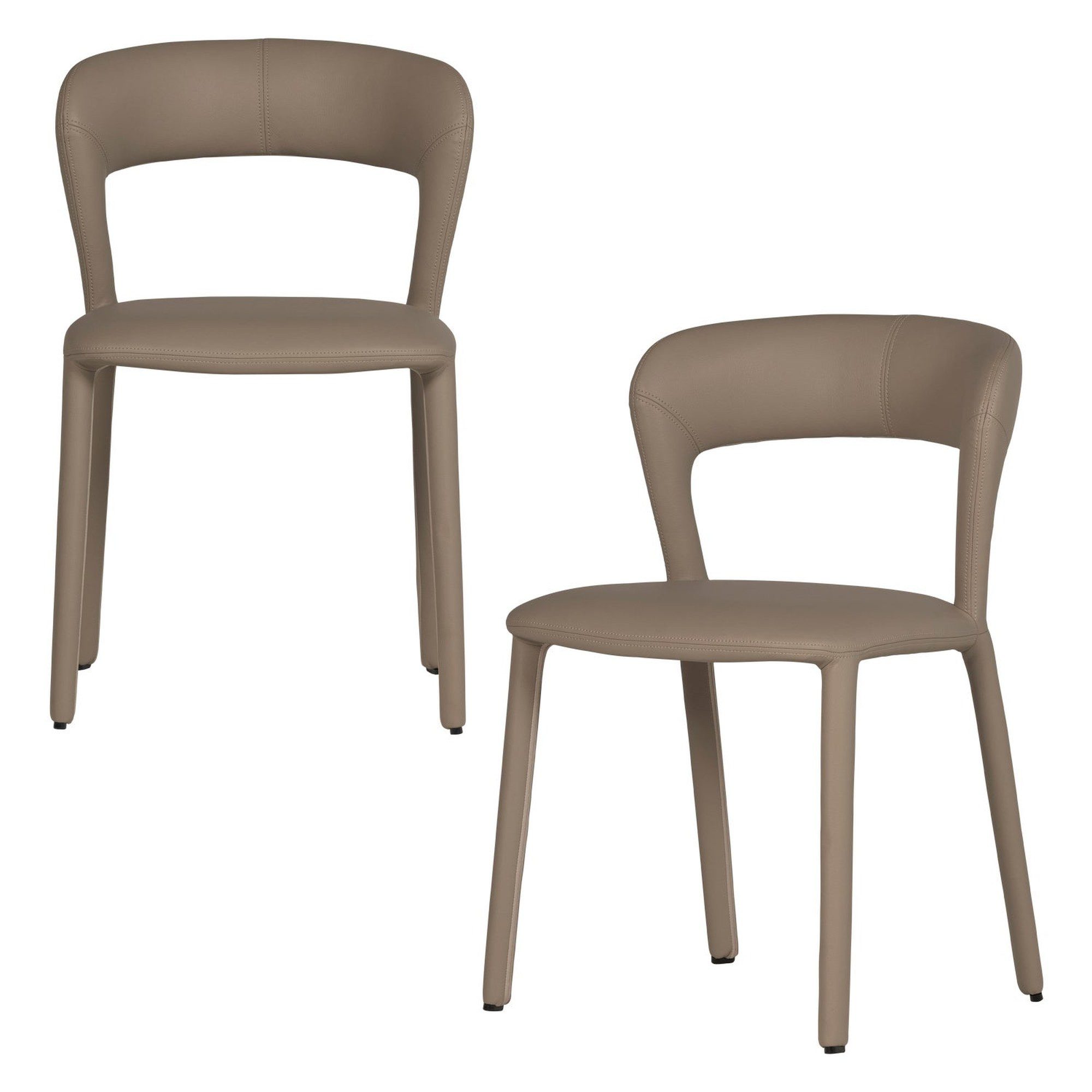 WOOOD Stuhl Noble 2er-Set in Sand Kunstleder - moderner & komplett gepolstert, Moderner Designerstuhl