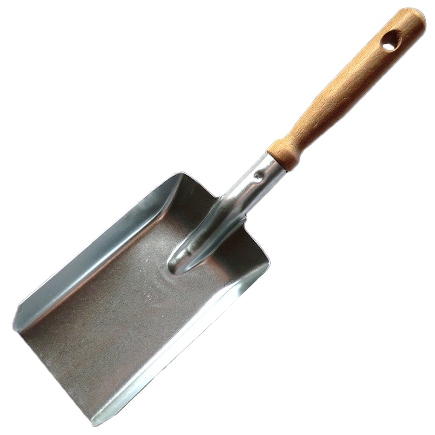 Landshop24 Ascheschaufel Kohlenschaufel breite 10,5 x 37,5 cm lang Kohleschaufel, (Stahlblech verzinkt, 1 St., Griff Buchenholz), Hergestellt in Deutschland