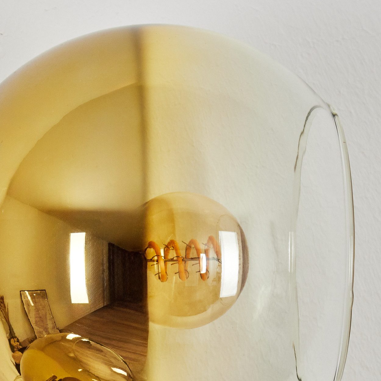 hofstein Wandleuchte Wandlampe aus Metall/Glas in Schwarz/Goldfarben/Klar, moderne Wandleuchte im Retro/Vintage-Design (Schirme 15 cm), E14