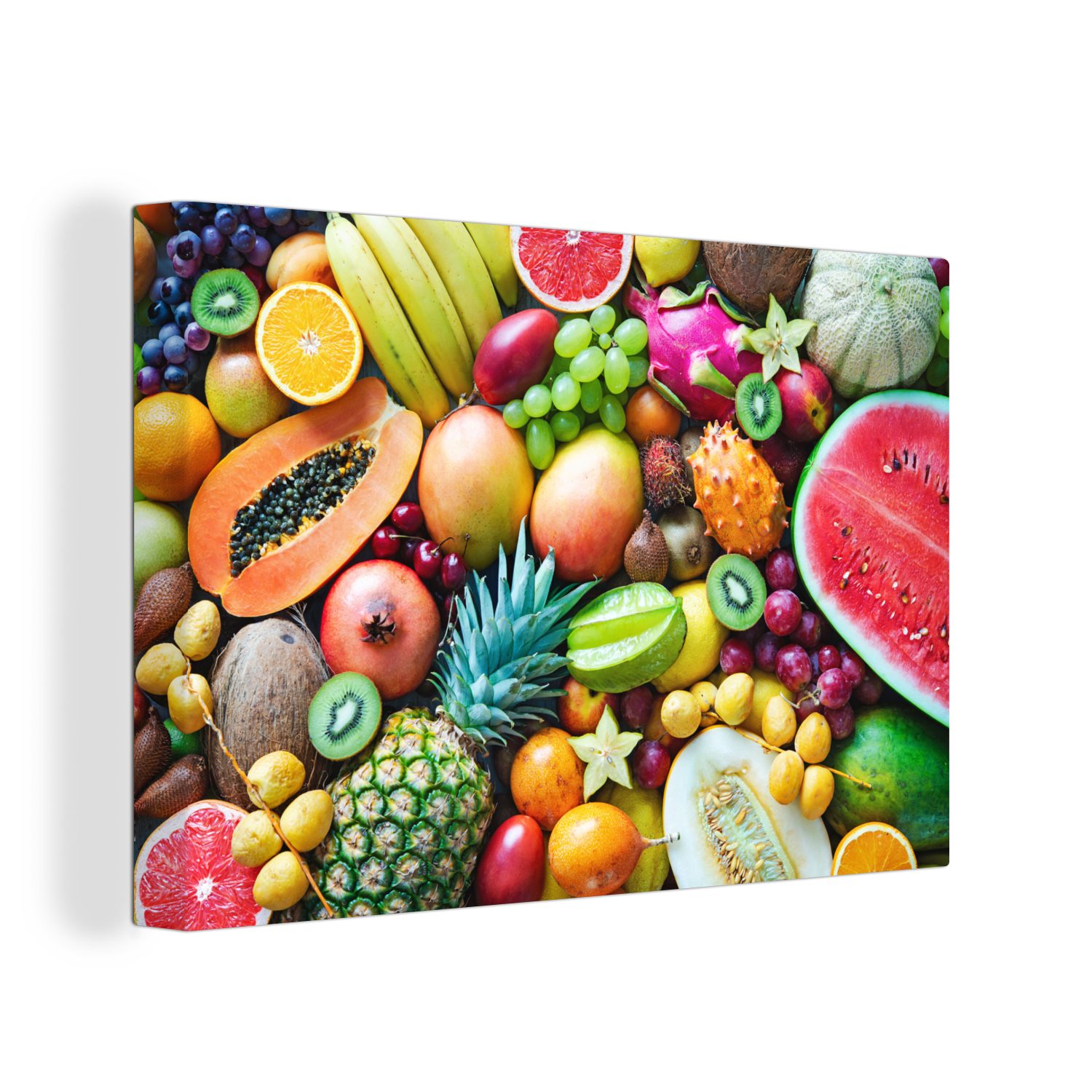 St), Obst OneMillionCanvasses® Leinwandbilder, cm Wandbild Tropisch, 30x20 - Leinwandbild Ananas - Wanddeko, (1 Aufhängefertig,