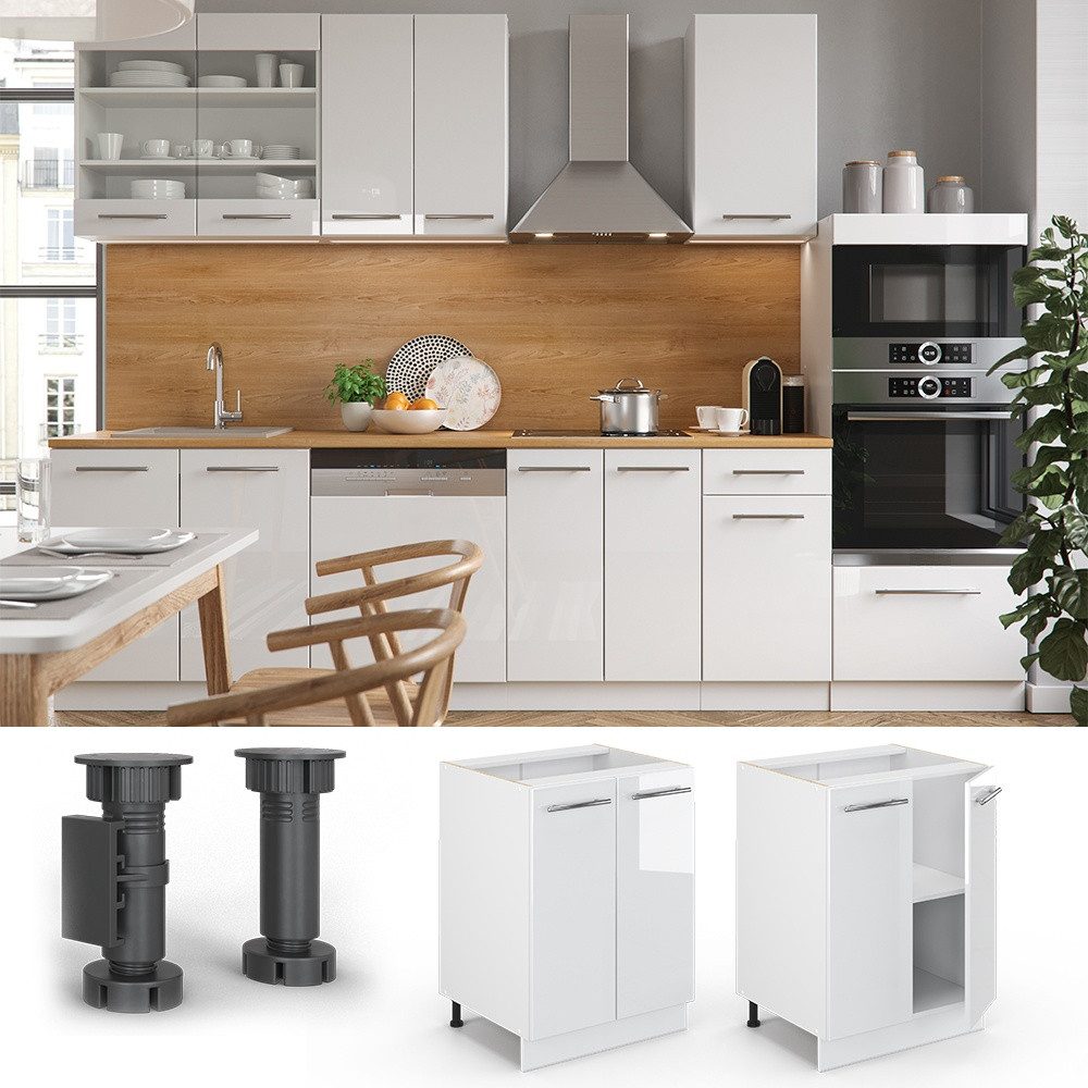 Vicco Unterschrank Fame-Line, Weiß Hochglanz/Weiß, 60 cm ohne Arbeitsplatte (1-St) – Bild 4 von 5