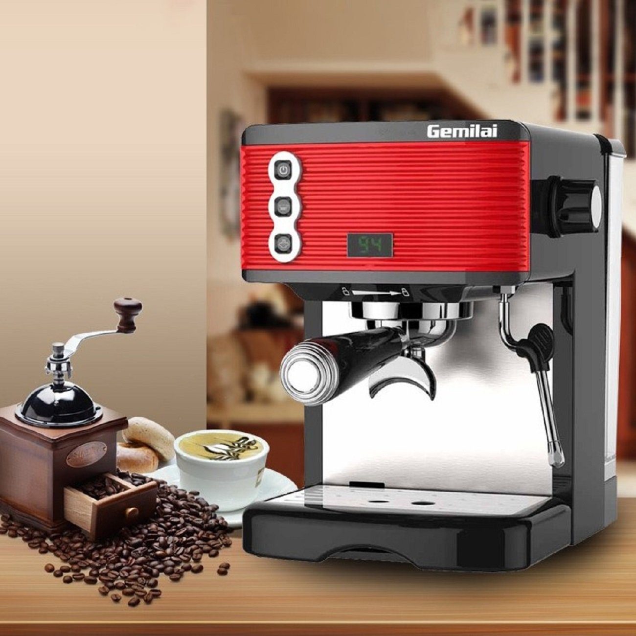 YOSHAN Espressomaschine Machine Semi Espresso 3601 Durchmesser 58mm GM, automatische Korbfilter