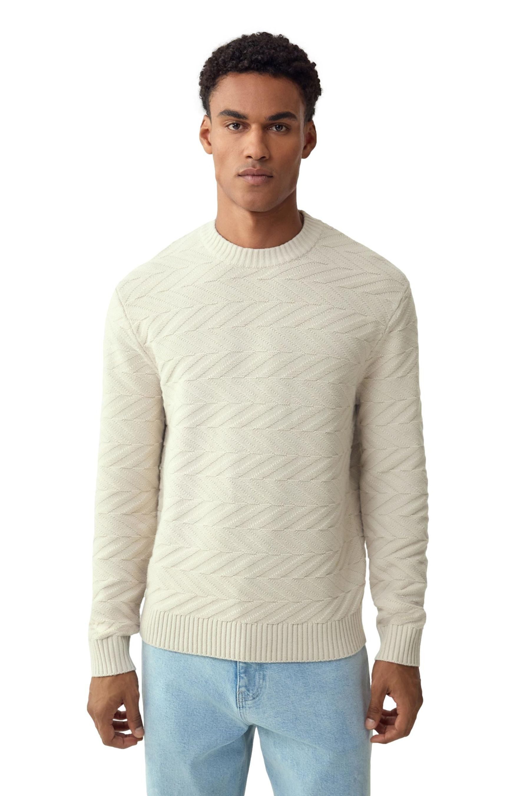 Rundhalspullover Regular Fit Rundhalspullover mit Zopfmuster