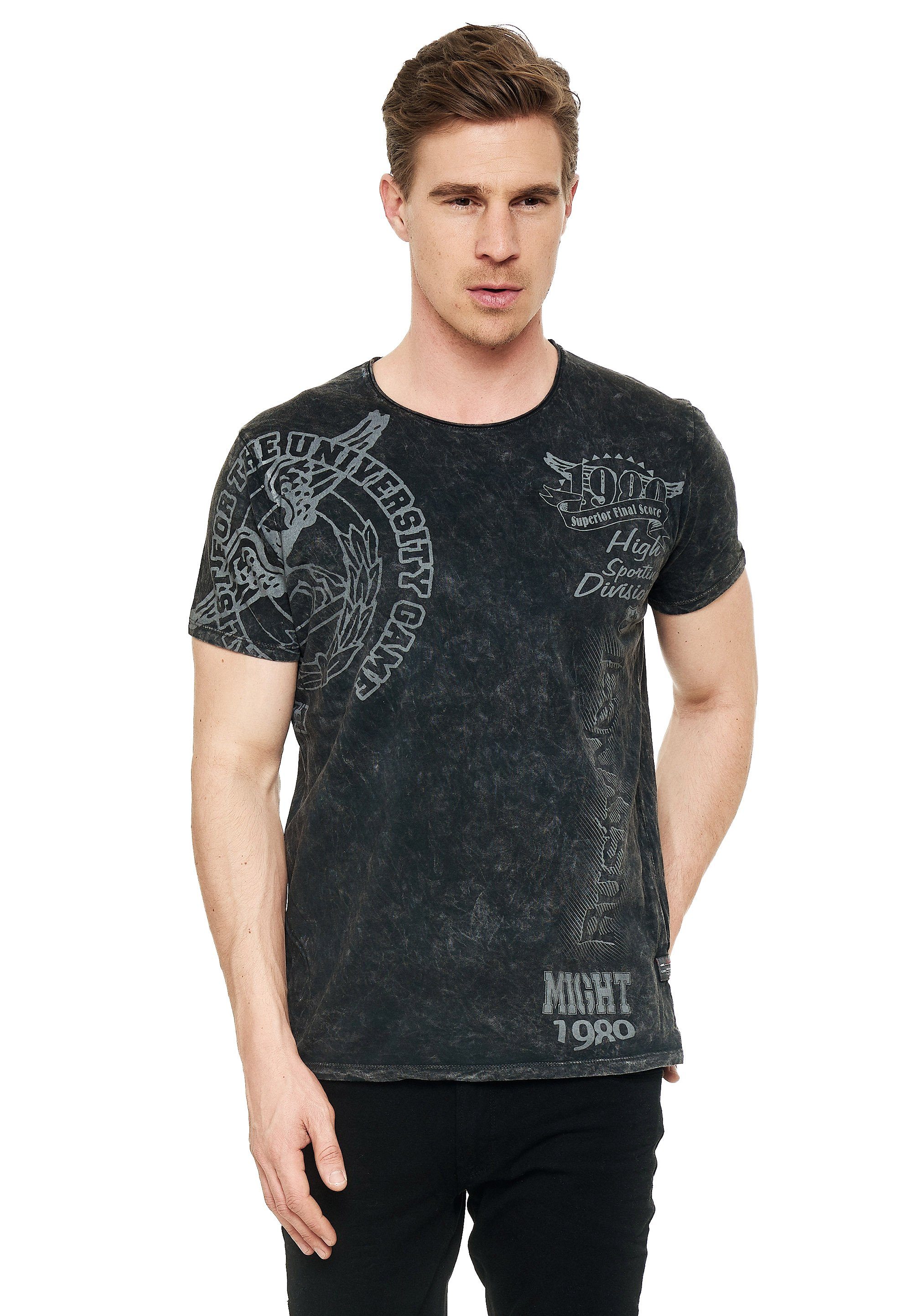 Neal Rusty eindrucksvollem T-Shirt Print anthrazit mit