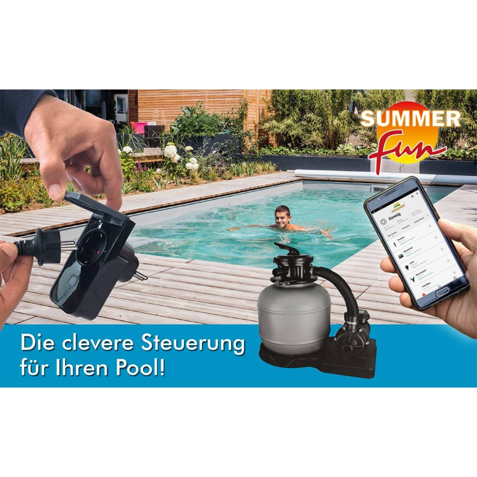 SUMMER FUN Sandfilteranlage Summer Fun Poolfilter-Set BestClean Smart (Komplett-Set, 1 St), 6-Wege-Ventil