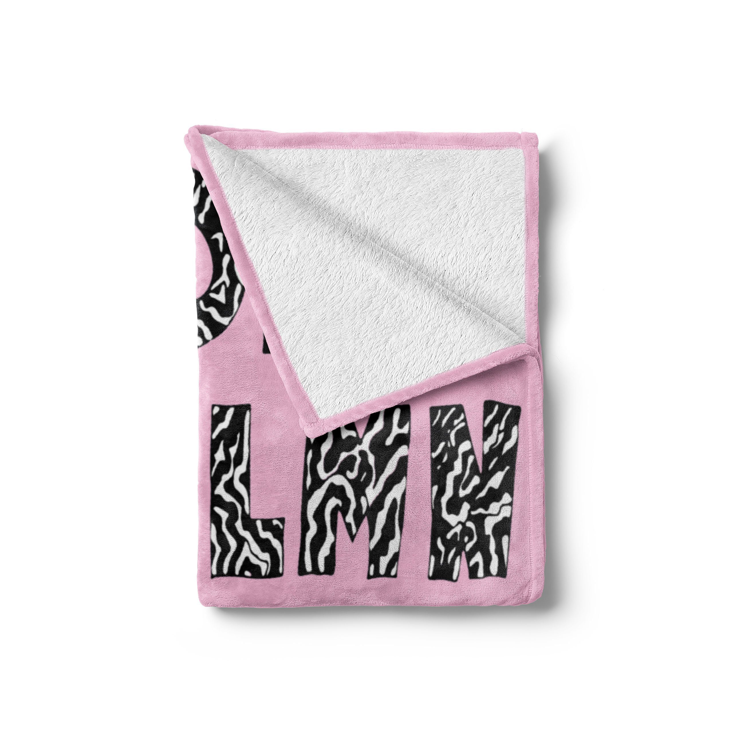 Innen- Trippy Außenbereich, den Abakuhaus, Gemütlicher Letters Zebra für Funky und Plüsch rosa Wohndecke
