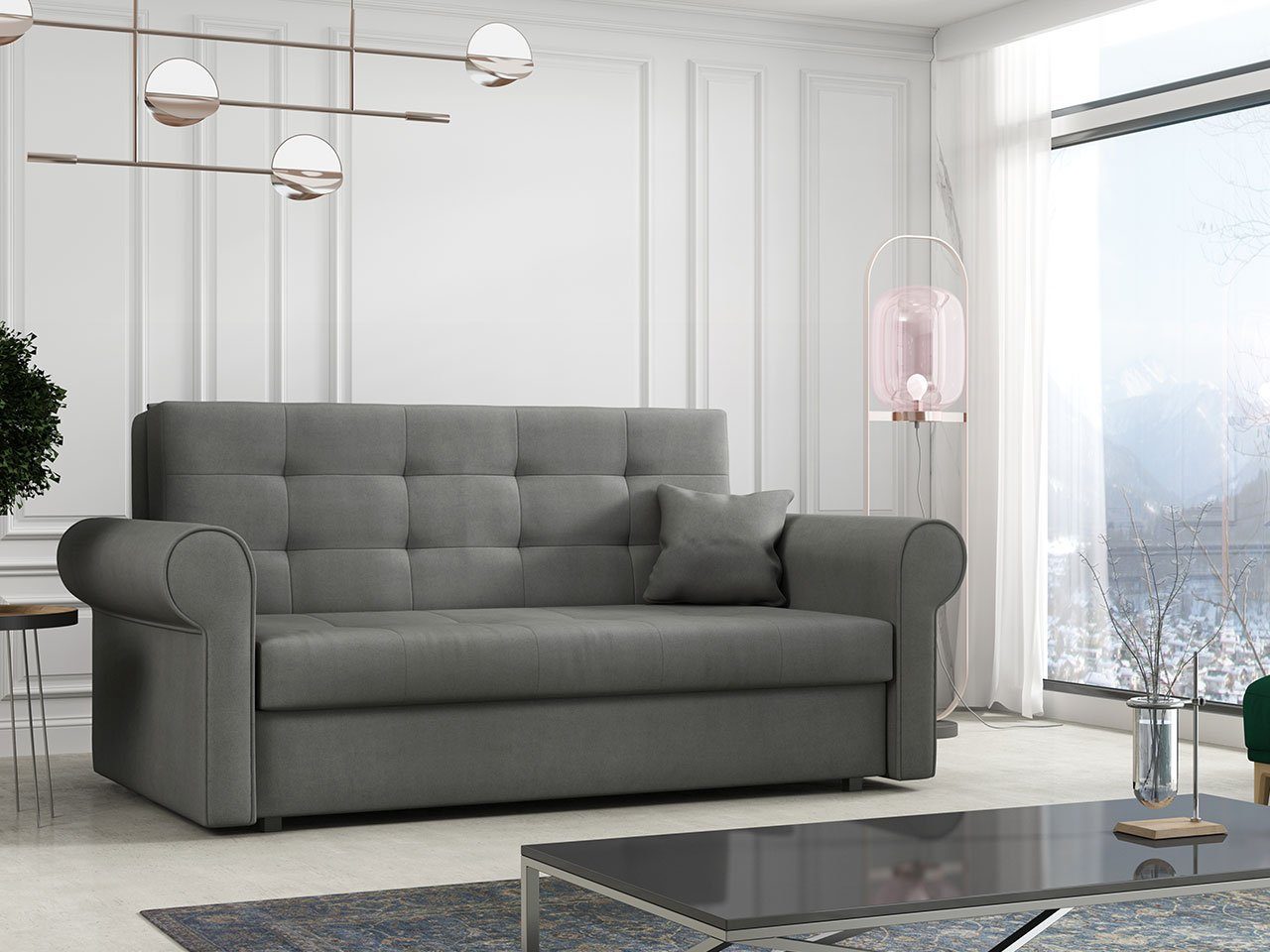 MIRJAN24 Schlafsofa Viva Silver III, 3 Sitzer, mit Schlaffunktion und Bettkasten Mono 246