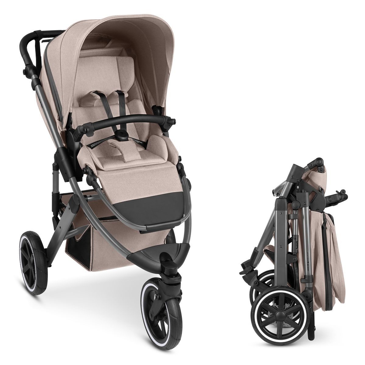 ABC Design Sportbuggy Salsa 5 Run - Pure - Camel, Jogger Sportwagen mit Liegefunktion & Luftreifen, höhenverstellbar