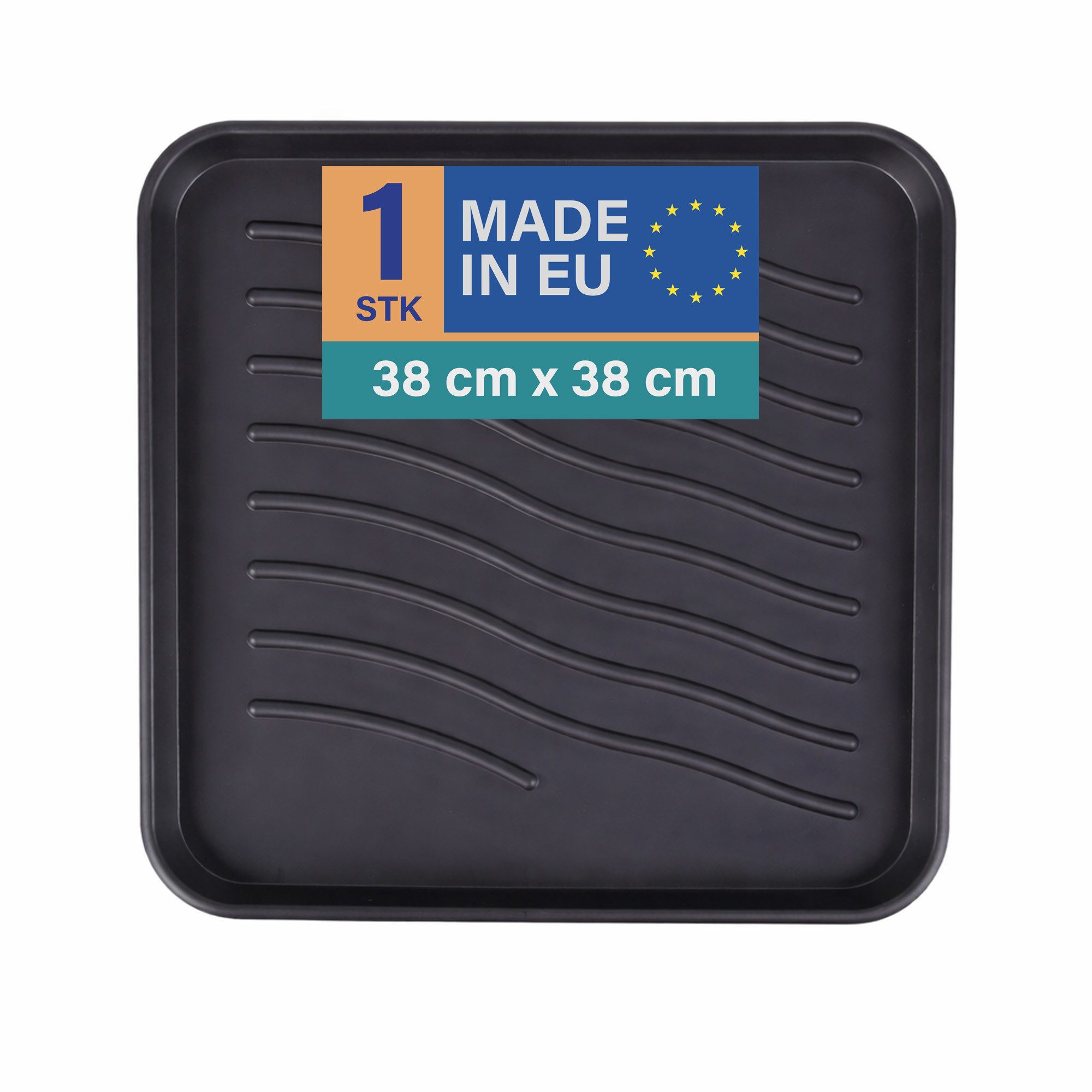Bestlivings Schuhabtropfschale mit 2,5 cm hohem Rand (1-tlg., 38x38x2,5 cm), je nach Schuhgröße für 1-2 Paar Schuhe geeignet, robust, wasserfest