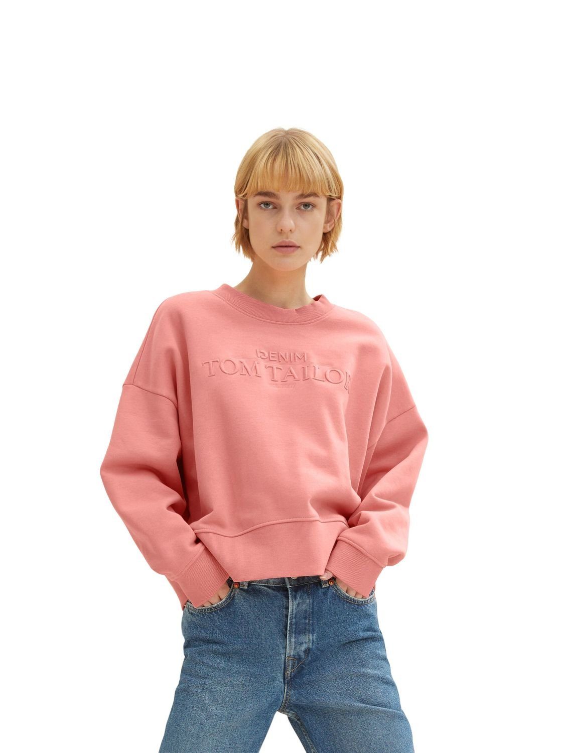 TOM TAILOR Denim Strickpullover OVERSIZED LOGO aus Baumwolle günstig online kaufen