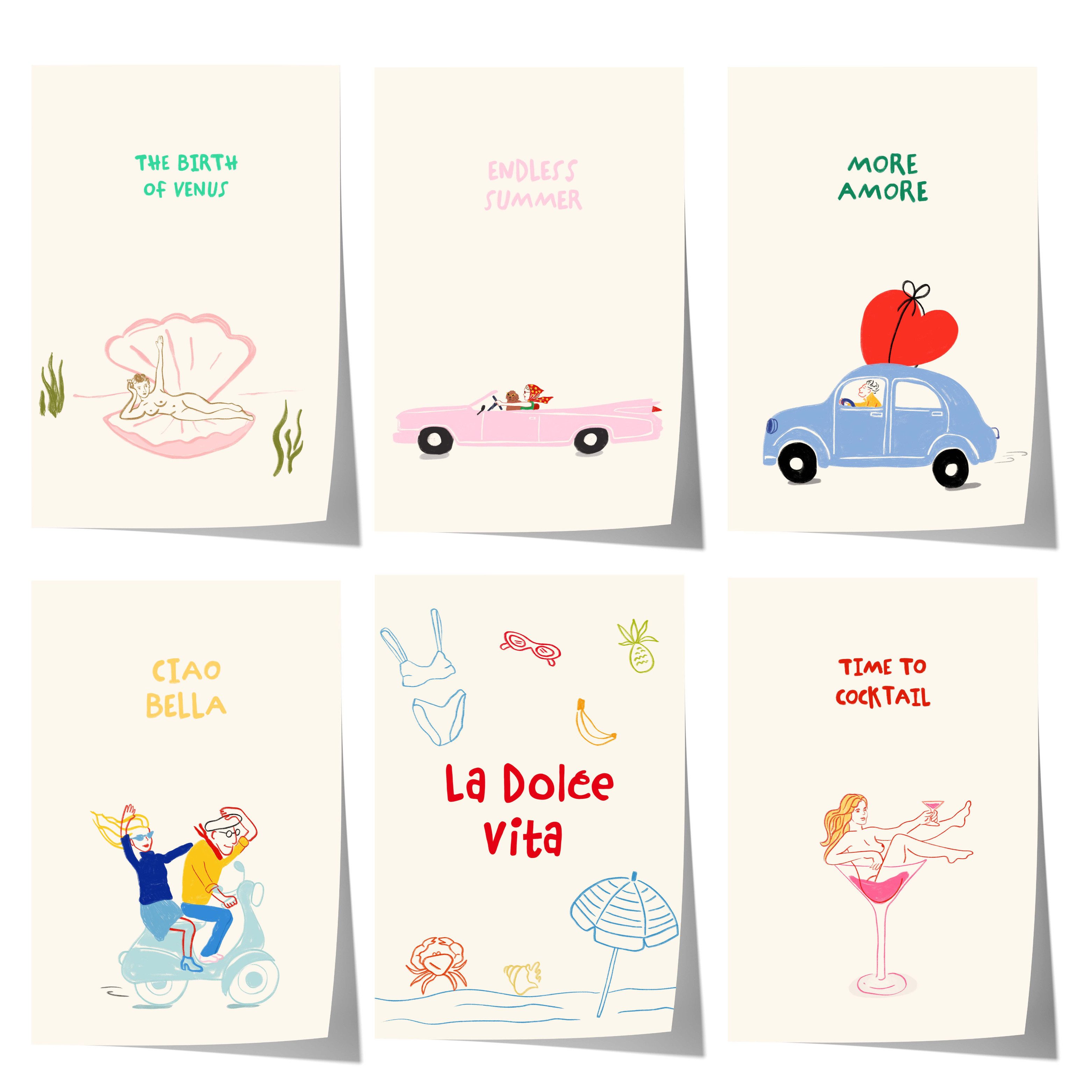 JUSTGOODMOOD Poster talian Summer Geschenkidee Minimalistisches Mediterranean Style Design, E (1 St)