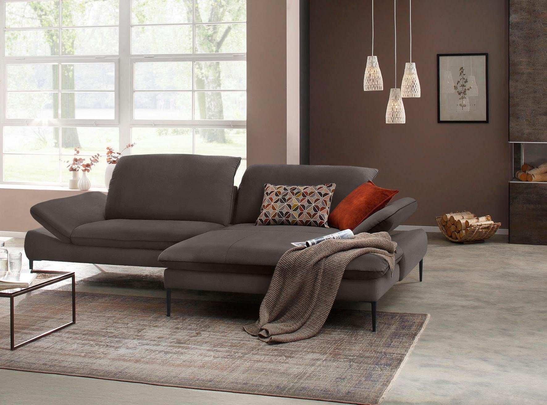 W.SCHILLIG Ecksofa enjoy&MORE, Designsofa, elegant und bequem, L-Form, Sitztiefenverstellung, Füße schwarz pulverbeschichtet, Breite 294 cm