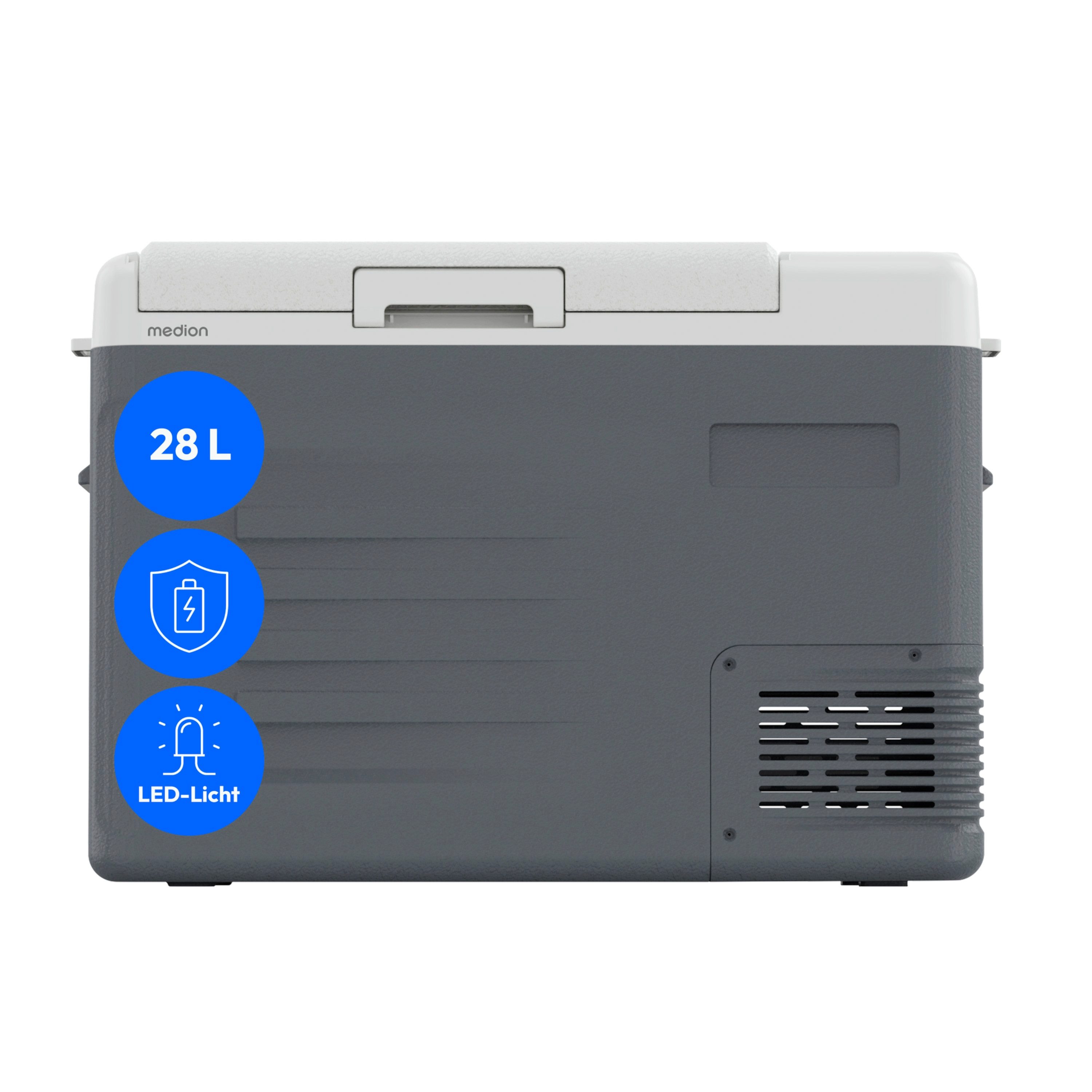 Medion® Kühlbox MEDION LIFE Kompressor Kühlbox MD370027 CC28, 28 L, 28L Kapazität, elektrisch, Mini Kühlschrank & Gefrierbox, 12V 24V 230V