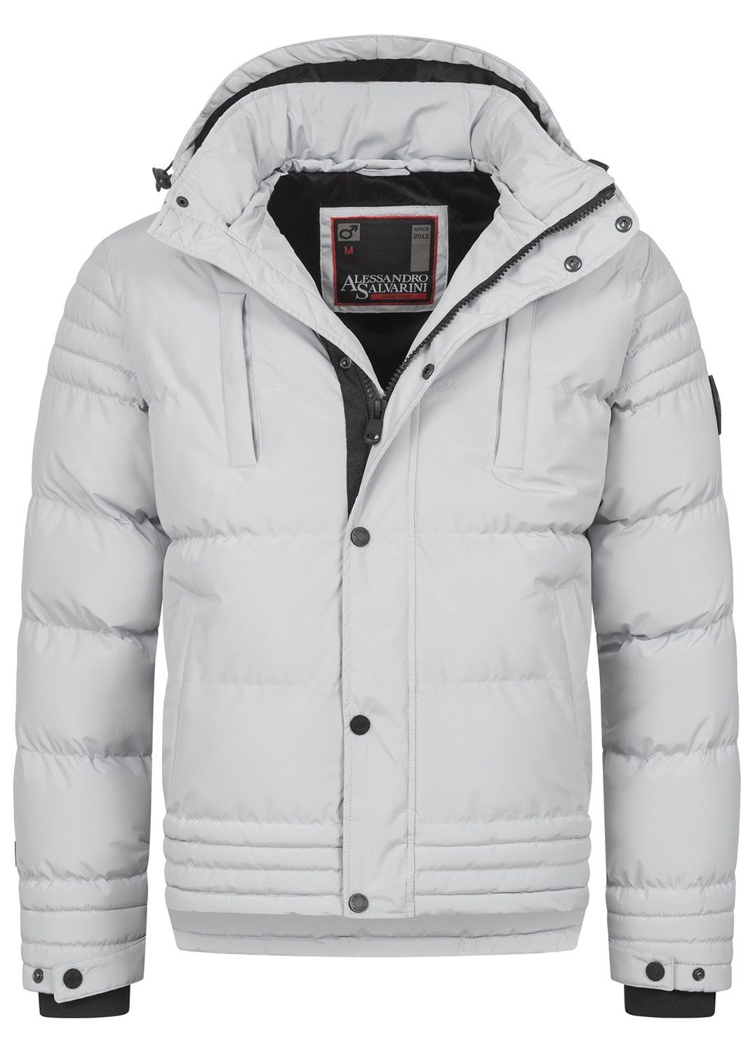 Alessandro Salvarini Winterjacke ASFabiano mit warmem Teddyfell und abnehmbarer Kapuze Grau