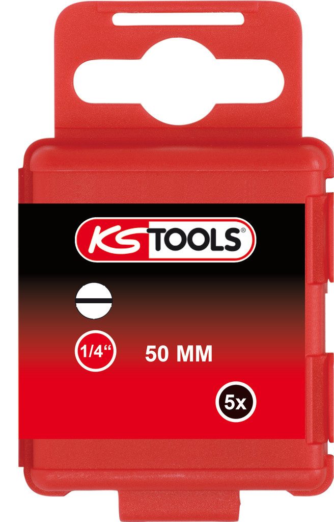 KS Tools Schlitz-Bit 1/4" Bit Schlitz, 50mm, 10mm, 5er Pack (911.3328)
