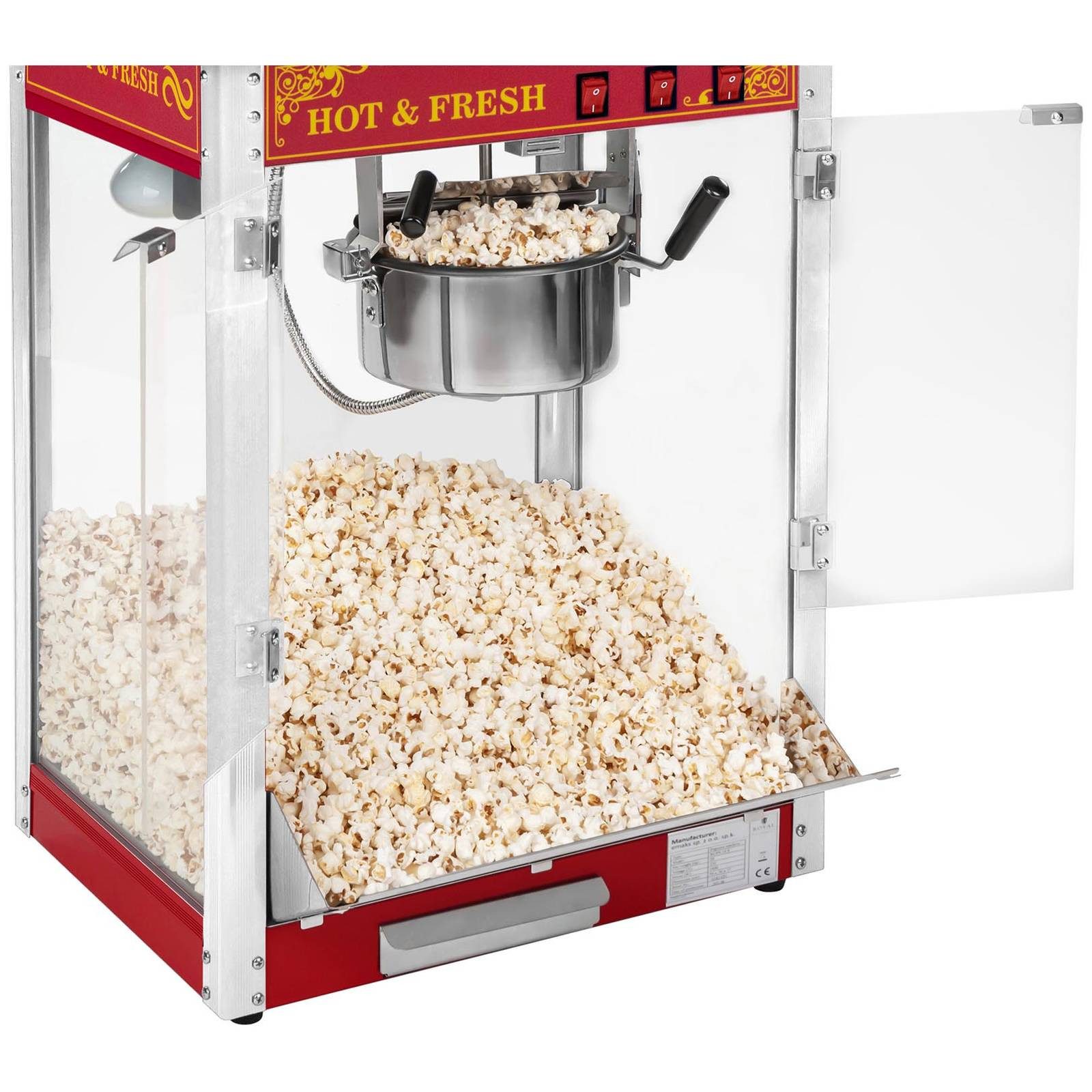 Royal Catering Popcornmaschine 5 kg/h Popcornautomat Popcorn Maschine Popcornmaker Rot 230 V Profi – Bild 4 von 5