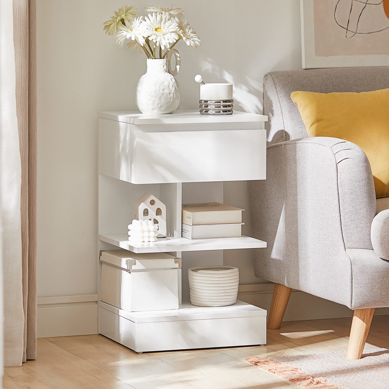 SoBuy Nachttisch FBT49, (1-St), Beistelltisch mit Schublade, Nachtschrank, günstig online kaufen