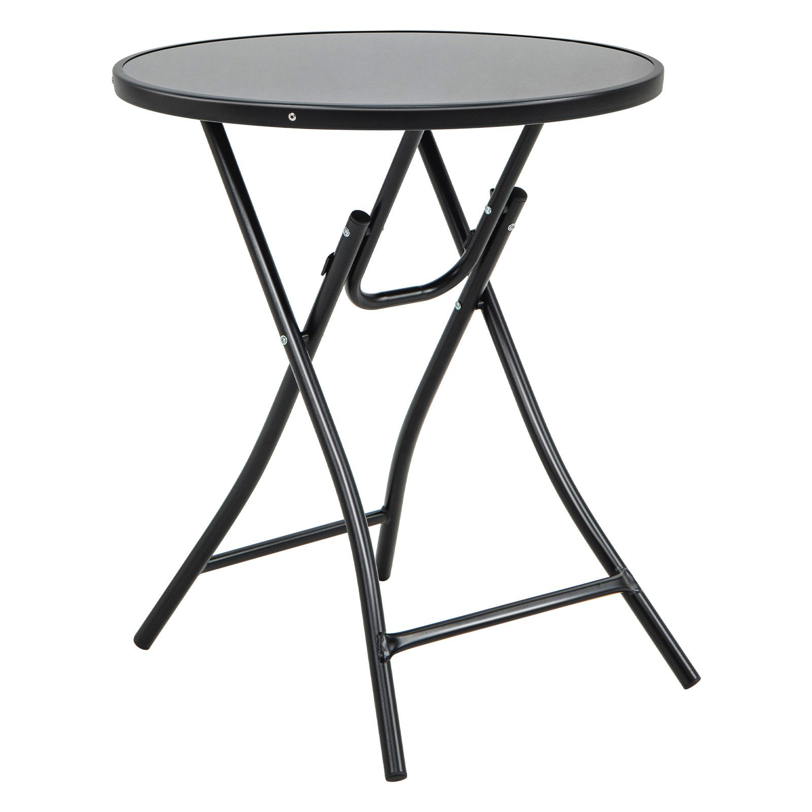 KOMFOTTEU Gartentisch Ø59cm, aus Metall und gehärtetem Glas