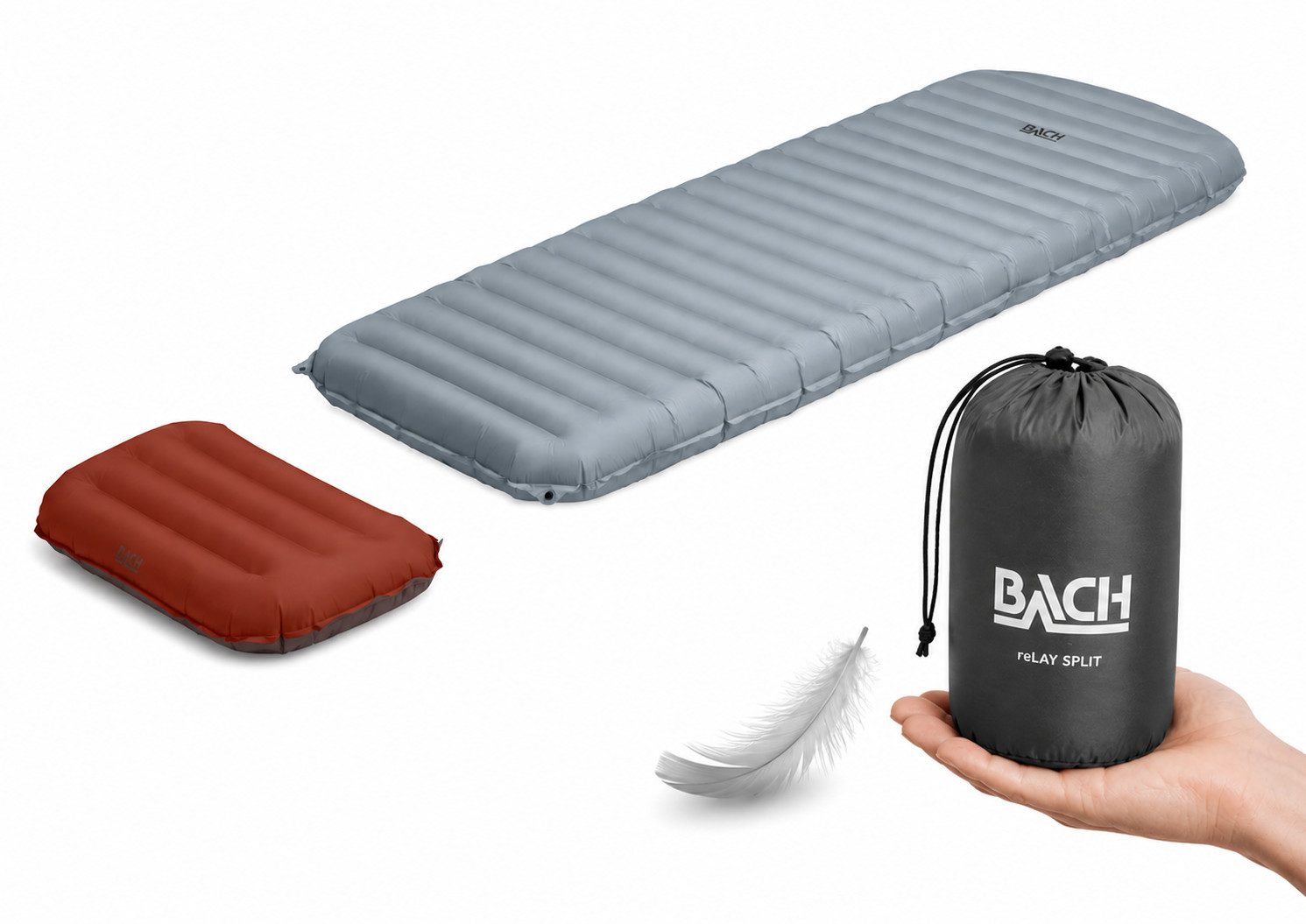 Bach Isomatte 3R Split 170 cm 510 gr. 8 cm Luftmatratze Camping Sitzkissen, Abtrennbares Sitzkissen