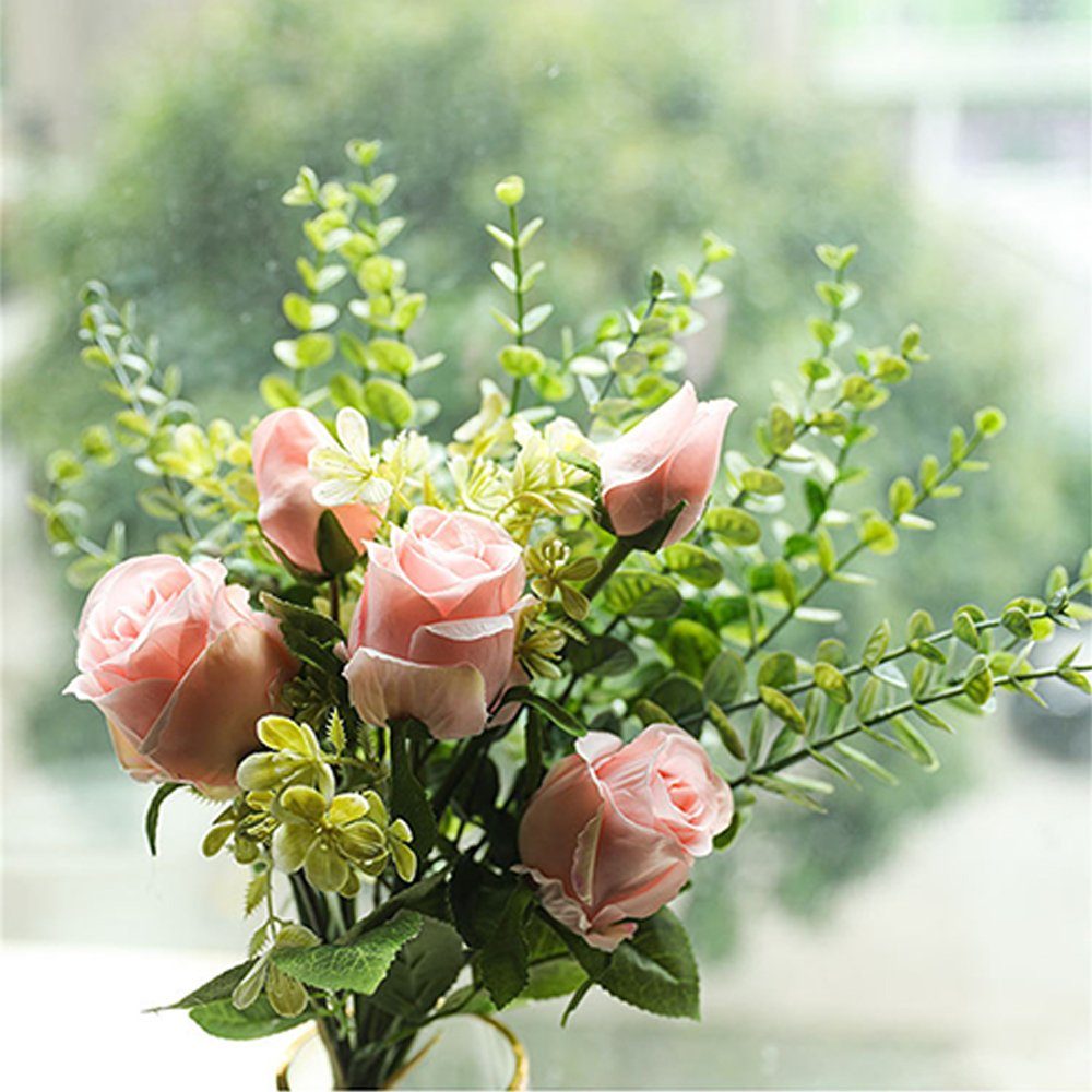 Kunstblumenstrauß Künstlicher Blumenstrauß, Simulation Rosenstrauß, Hochzeitsdekoration, Dekorative