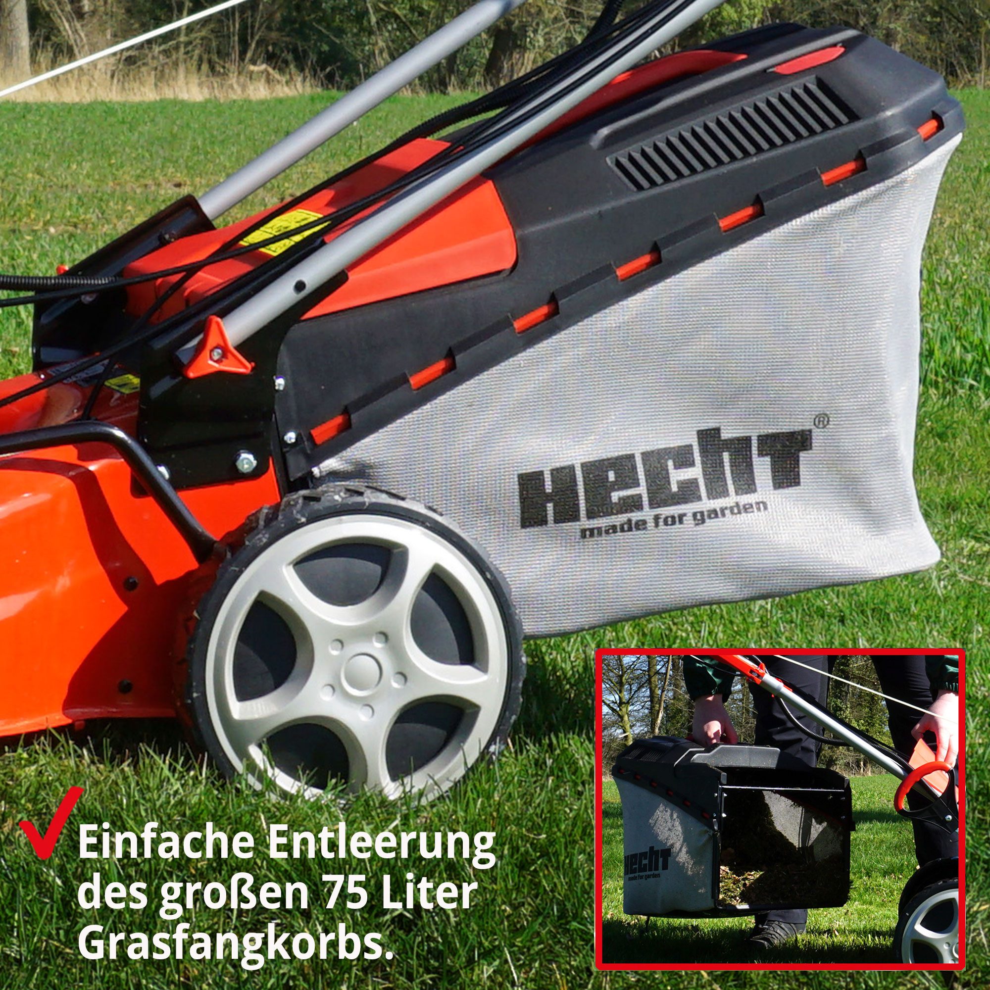 Hecht 554 SXE 5in1 petrol lawnmower with wheel drive, electric start, 53 cm cutting width, mulching kit, 6.5 hp