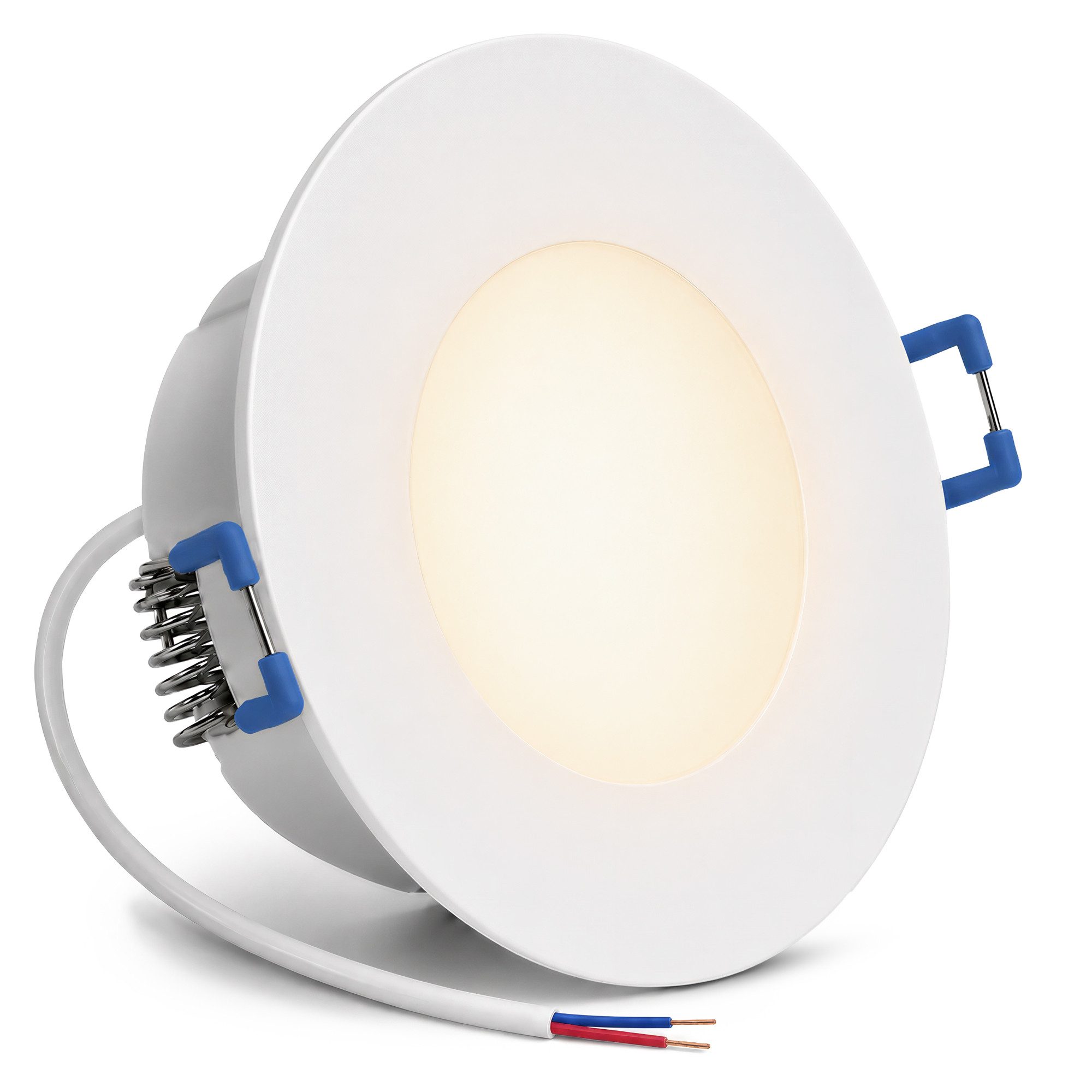 linovum LED Einbaustrahler WEEVO extra flacher LED Einbauspot Downlight 2700K 3,5W 230V fuer Bad, Warmweiß