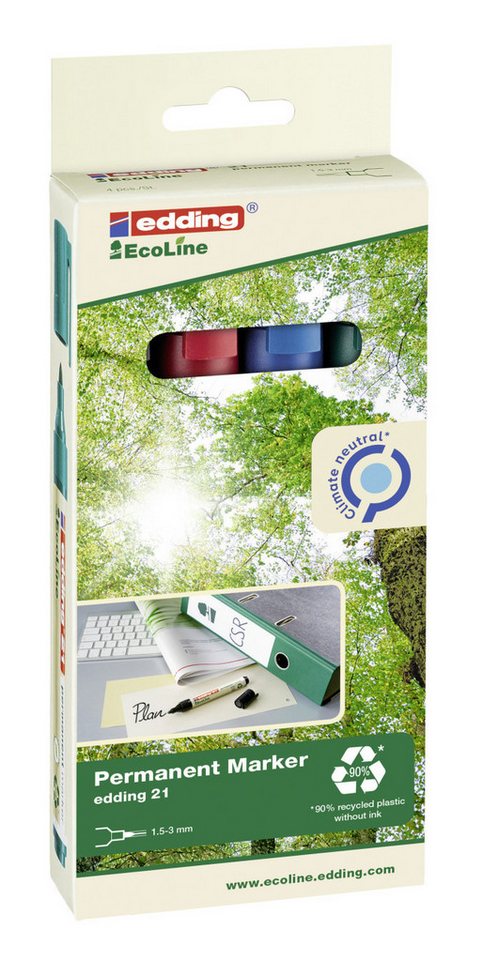 Thumbnail - edding Bastelfilz edding Permanentmarker e-21/4 Eco Line 4er Set 1,5