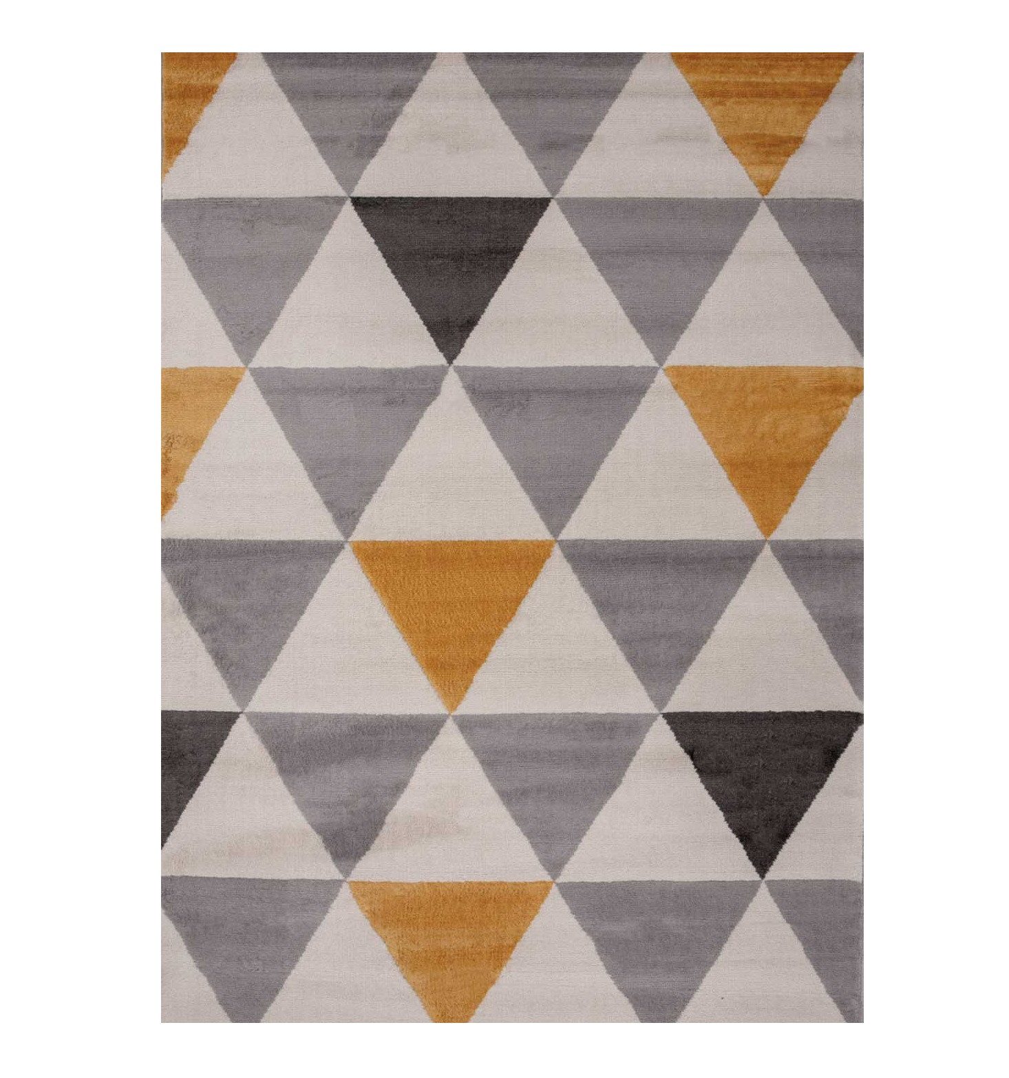 Vimoda Teppich Teppich Wohnzimmer Dreiecks Muster designer in Gelb Grau, Rechteckig, Teppich Schlafzimmer Gelb