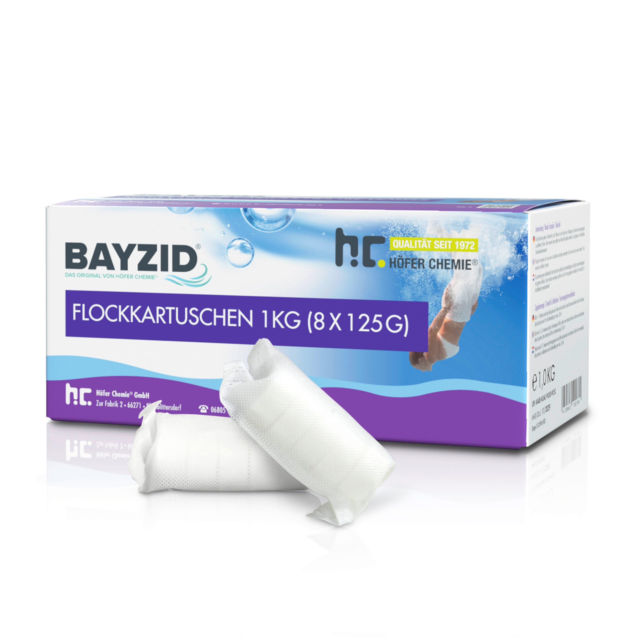 Höfer Chemie GmbH Poolpflege 1 kg BAYZID® Flockkartusche für Pools, Sorgt für kristallklares Wasser durch feine Partikelbindung